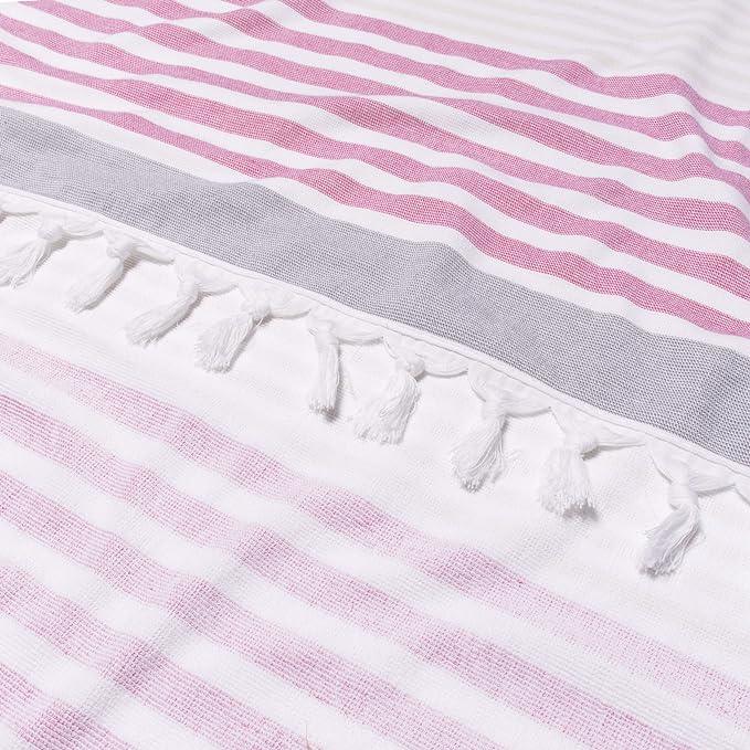 Meera Stripe Fouta 4 Piece Beach Towel Set with Tassels