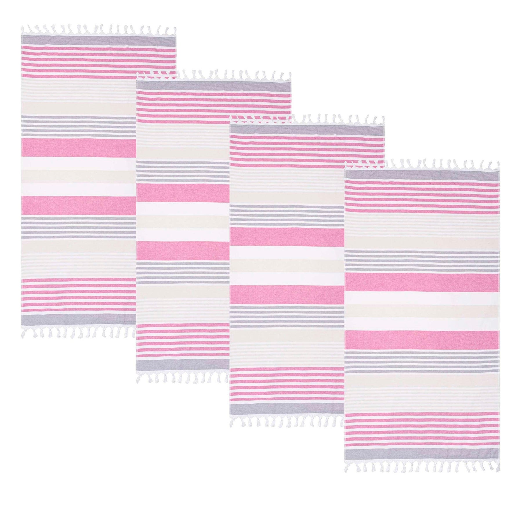 Meera Stripe Fouta 4 Piece Beach Towel Set with Tassels