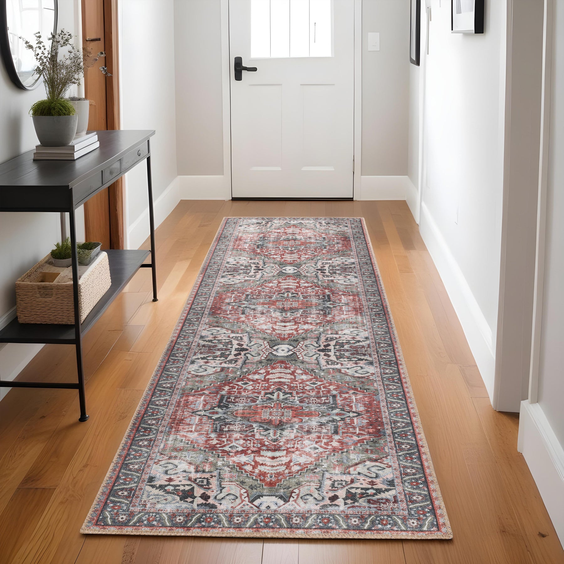 Mesa Rustic Distressed Medallion Indoor Area Rug or Runner Rug