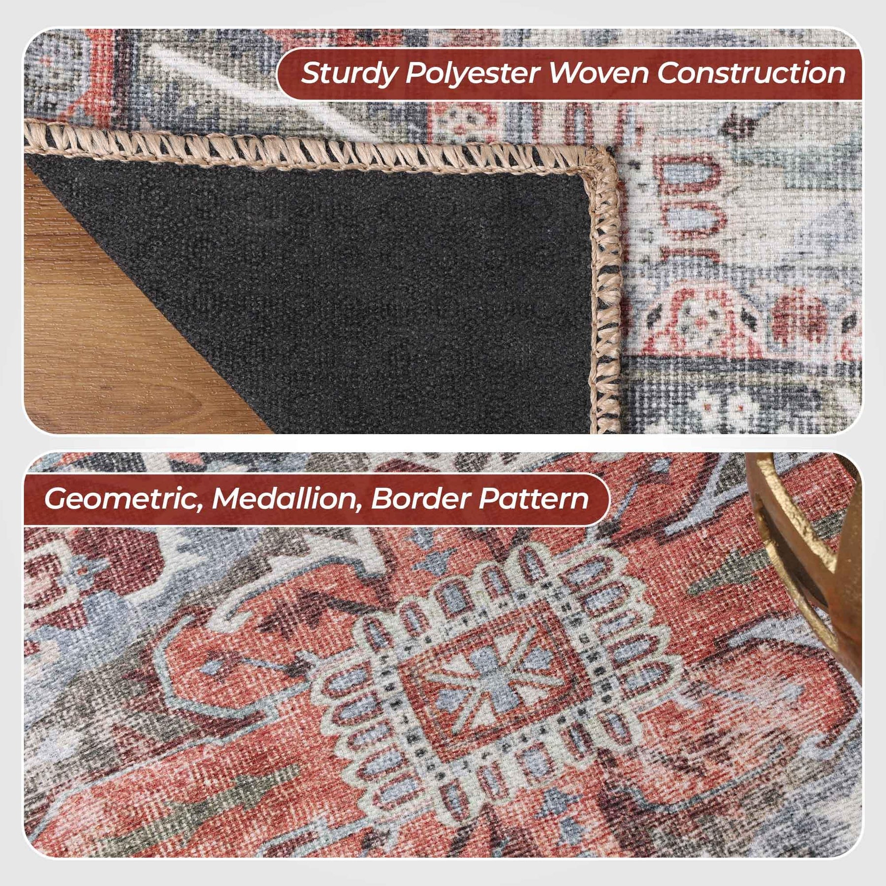 Mesa Rustic Distressed Medallion Indoor Area Rug or Runner Rug