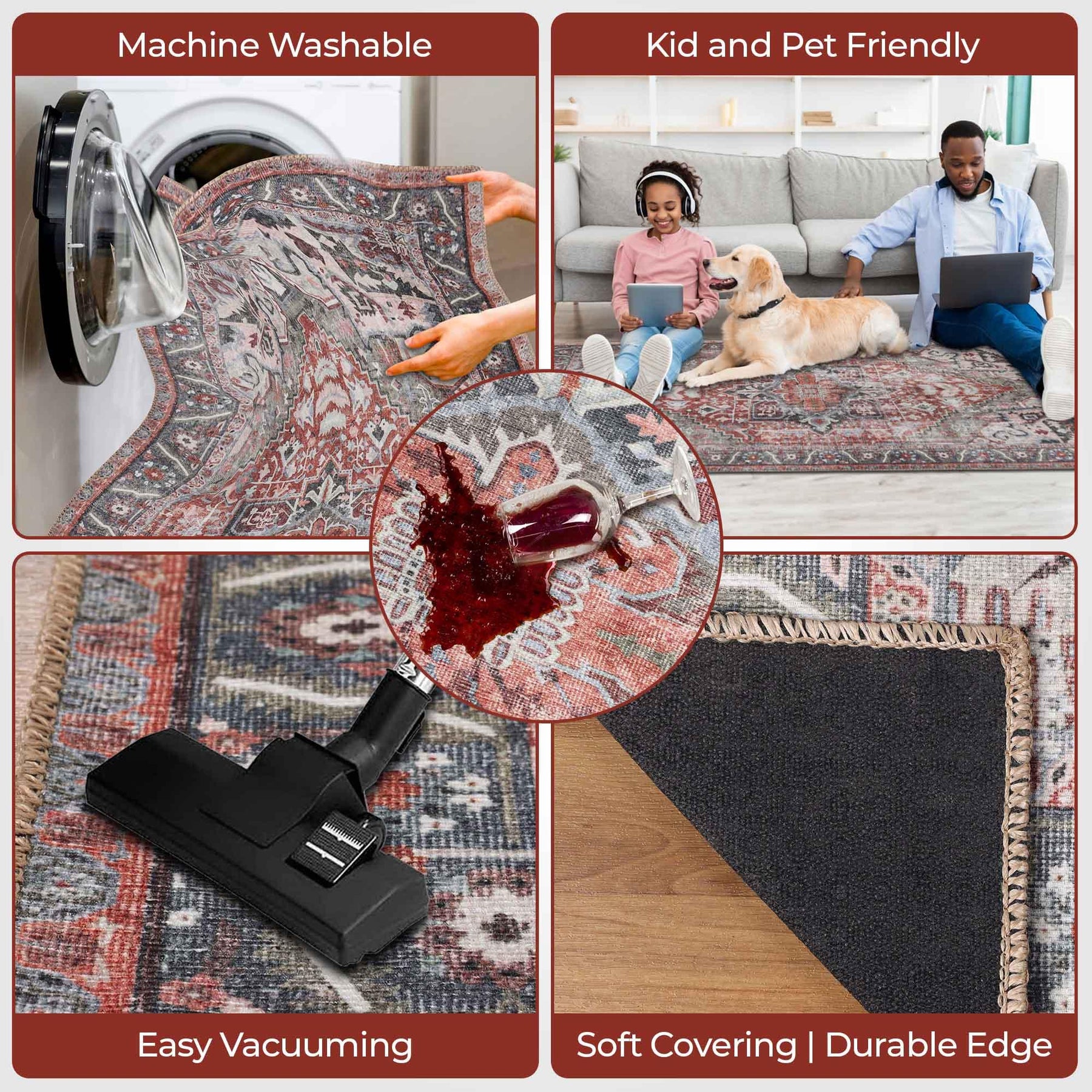 Mesa Rustic Distressed Medallion Indoor Area Rug or Runner Rug