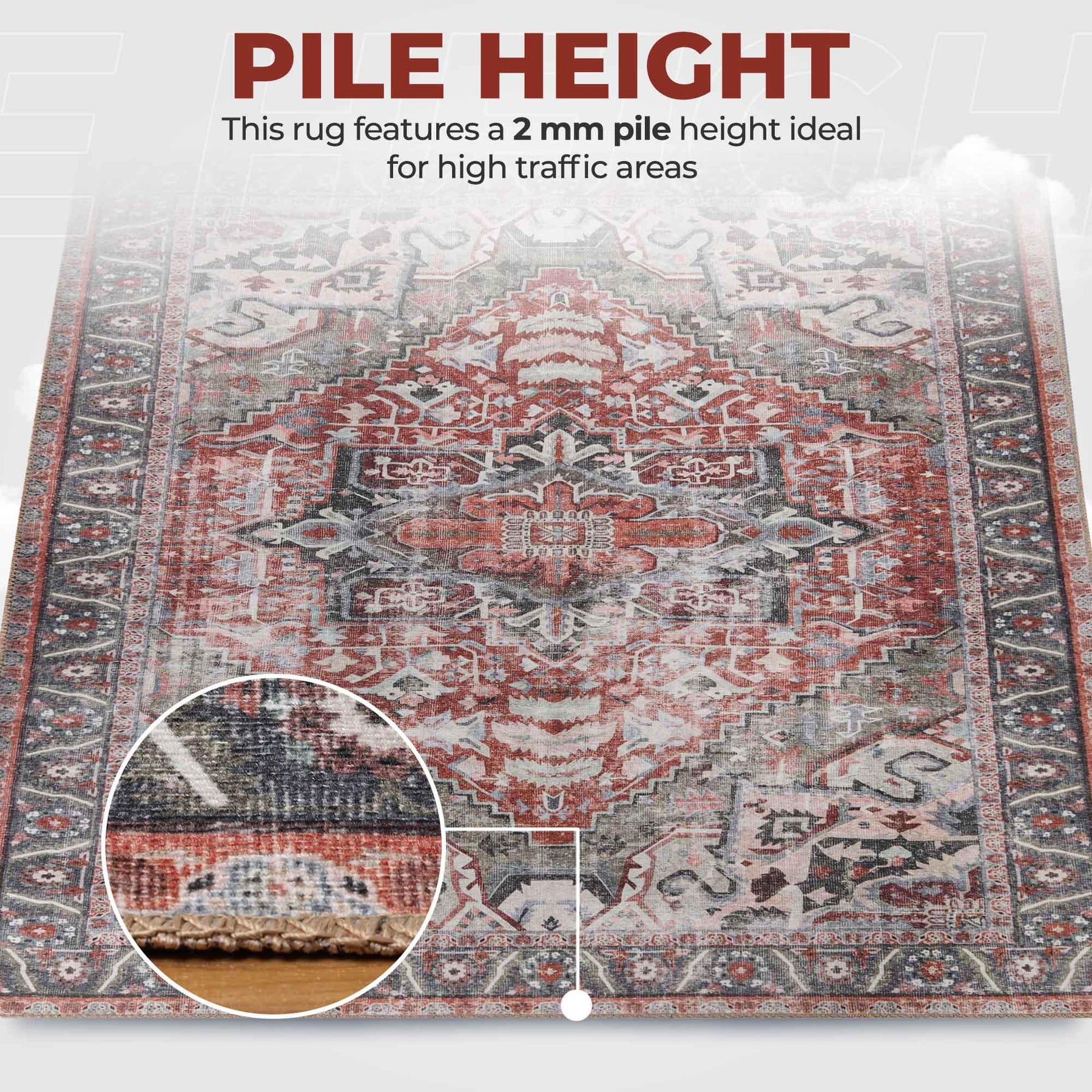 Mesa Rustic Distressed Medallion Indoor Area Rug or Runner Rug