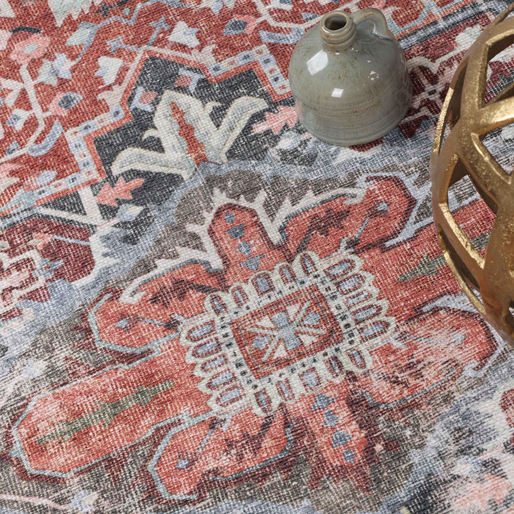 Mesa Rustic Distressed Medallion Indoor Area Rug or Runner Rug