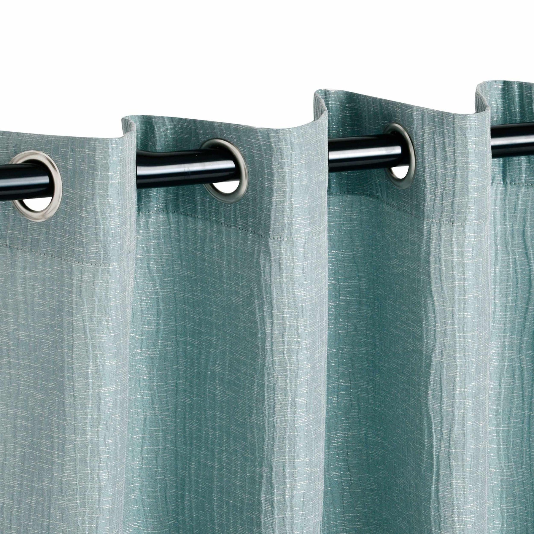 Metallic Cascade Jacquard Textured Solid Curtain Panel Set