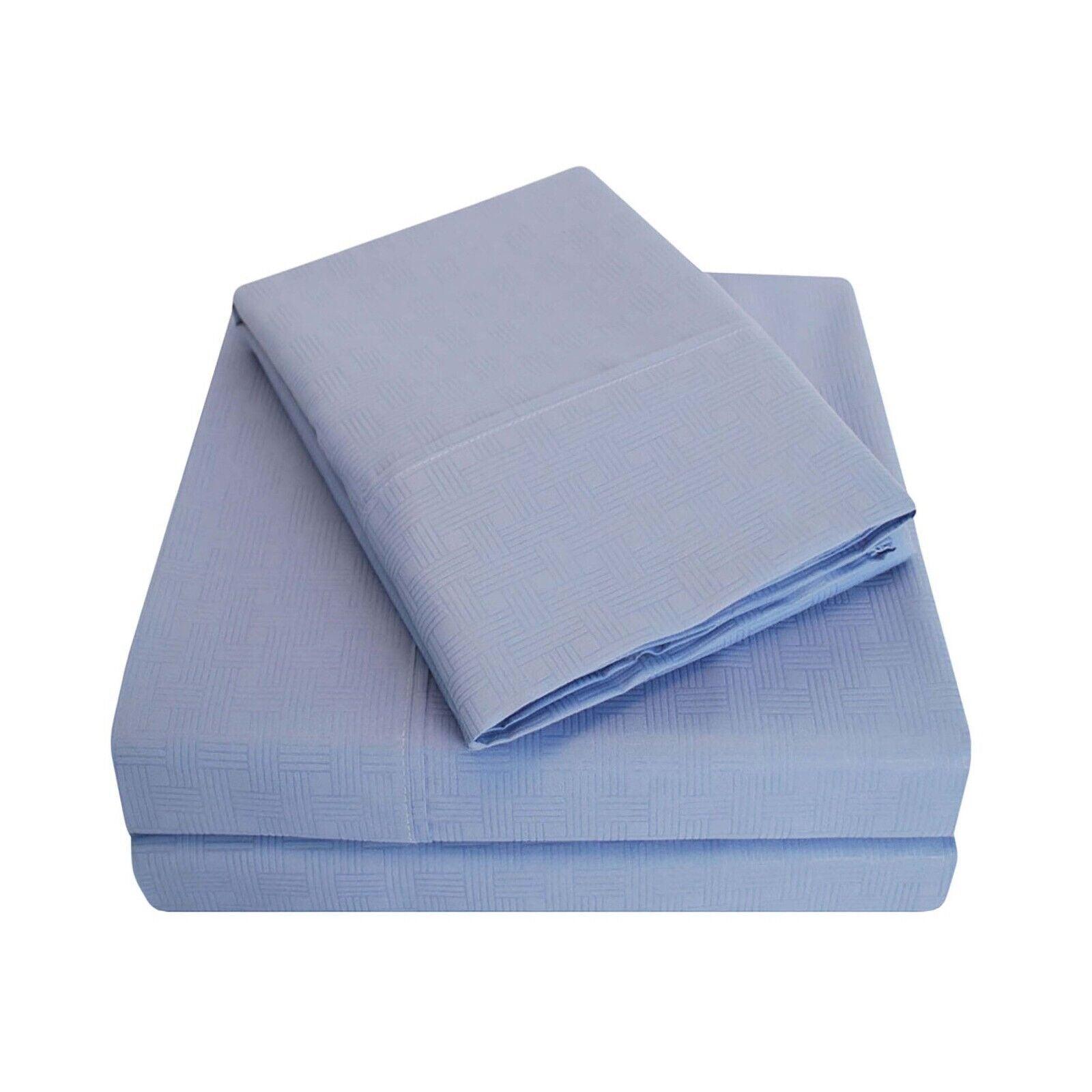 Microfiber Embossed Basketweave Deep Pocket Bed Sheet Set