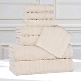 Mika Smart Twist Viscose Cotton Blend Solid Ribbed 8 Piece Towel Set