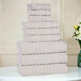 Mika Smart Twist Viscose Cotton Blend Solid Ribbed 9 Piece Towel Set