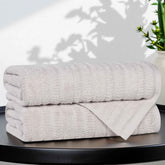 Viscose Cotton Blend Ribbed Bath Towel Set of 2