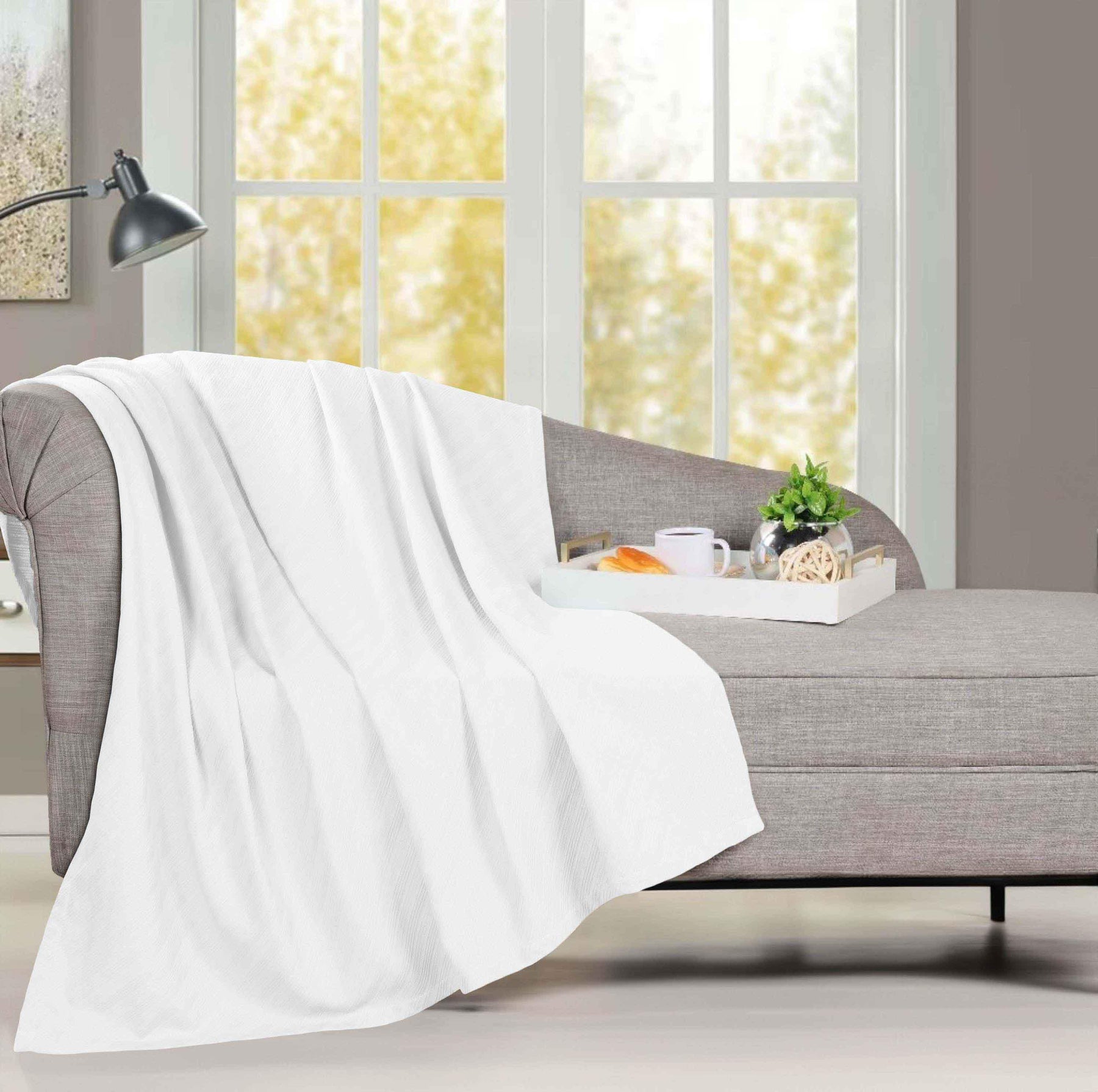 Milan Cotton Textured Jacquard Striped Lightweight Woven Blanket