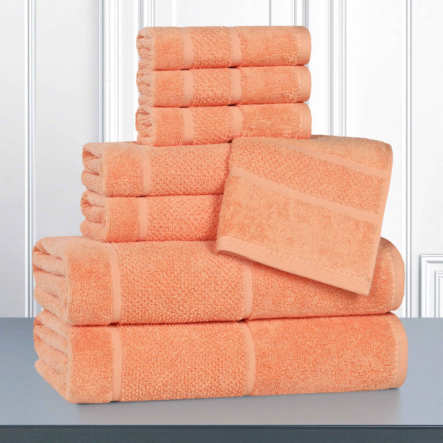 Mile Smart Twist Viscose Cotton Blend Solid 8 Piece Towel Set