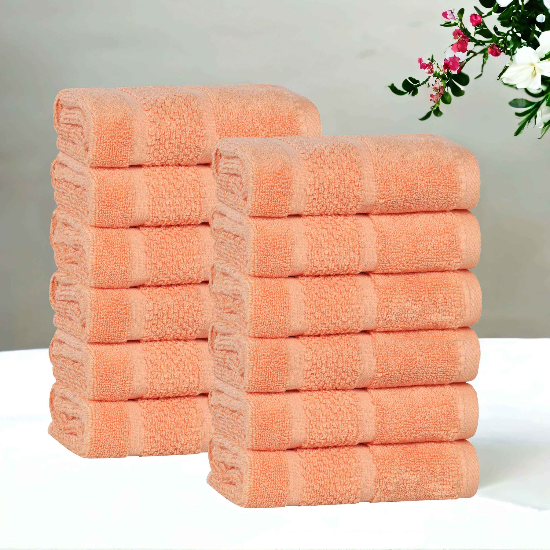 Mile Smart Twist Viscose Cotton Blend Face Towels Washcloths Set of 12