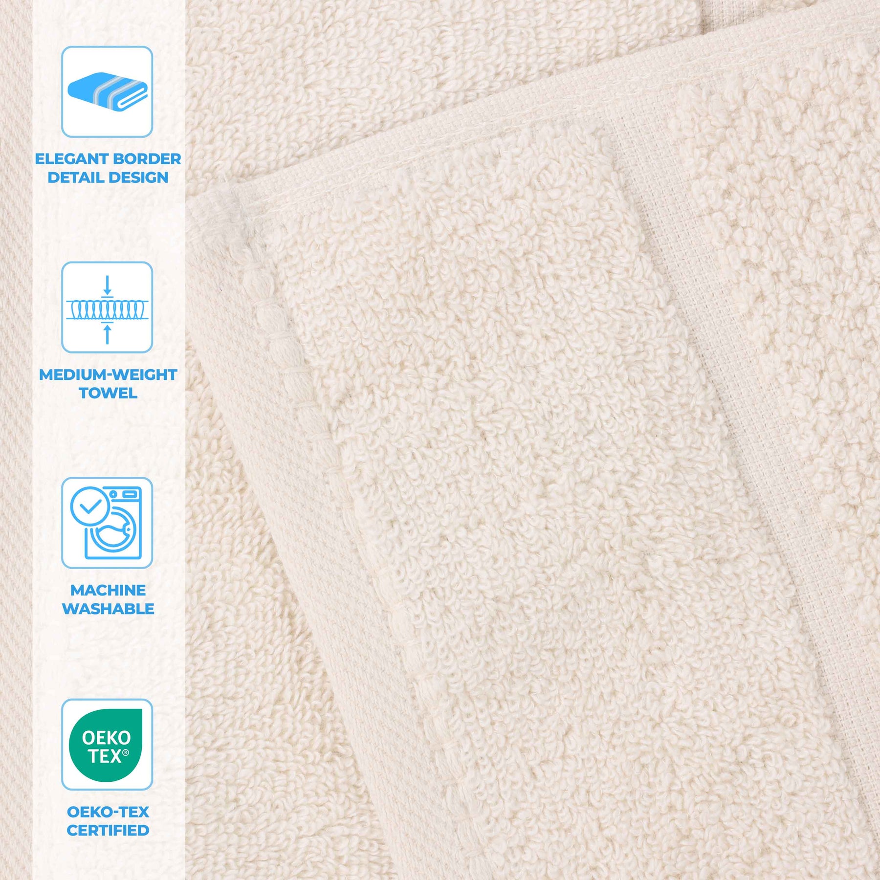 Mile Smart Twist Viscose Cotton Blend Face Towels Washcloths Set of 12