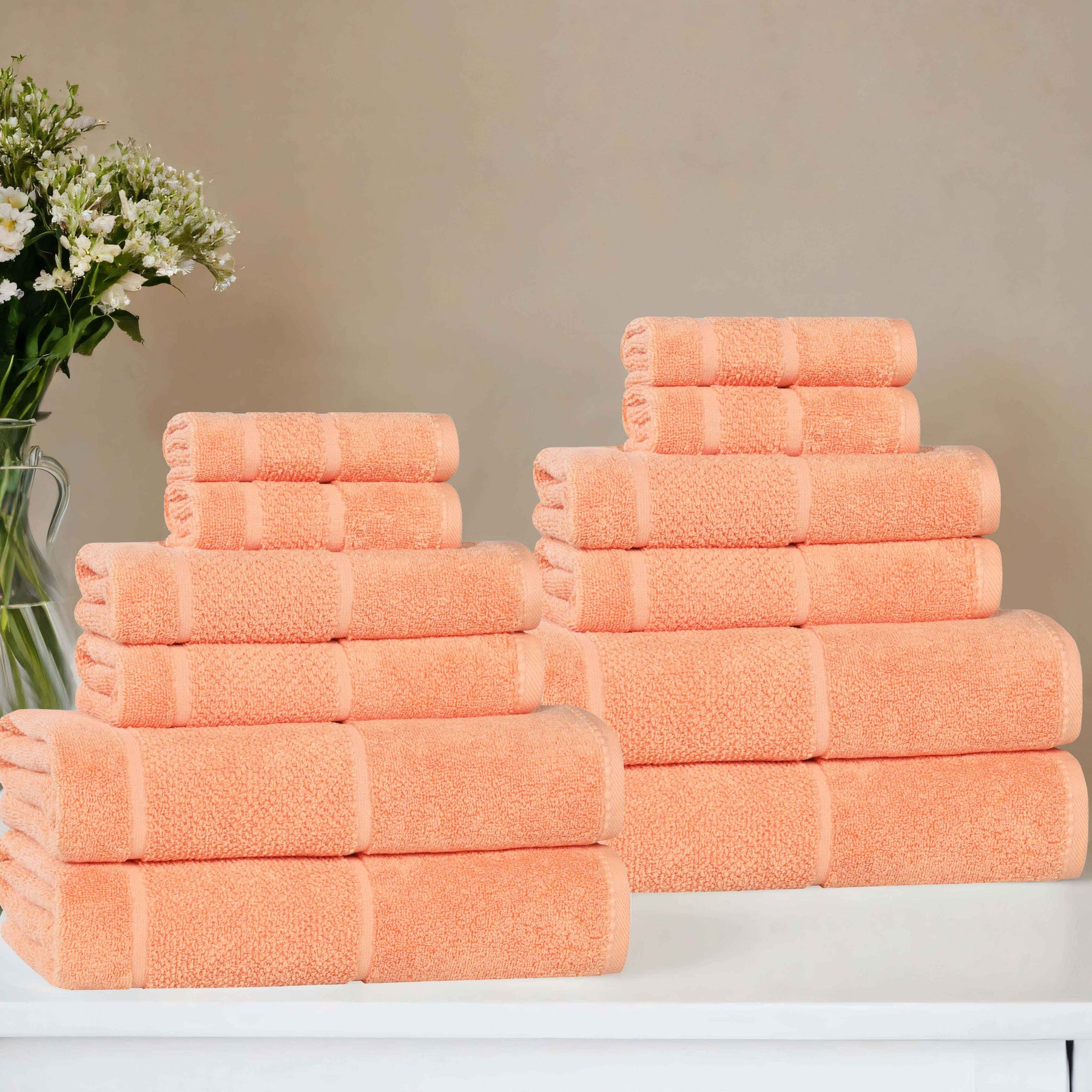 Mile Smart Twist Viscose Cotton Blend Solid 12 Piece Towel Set