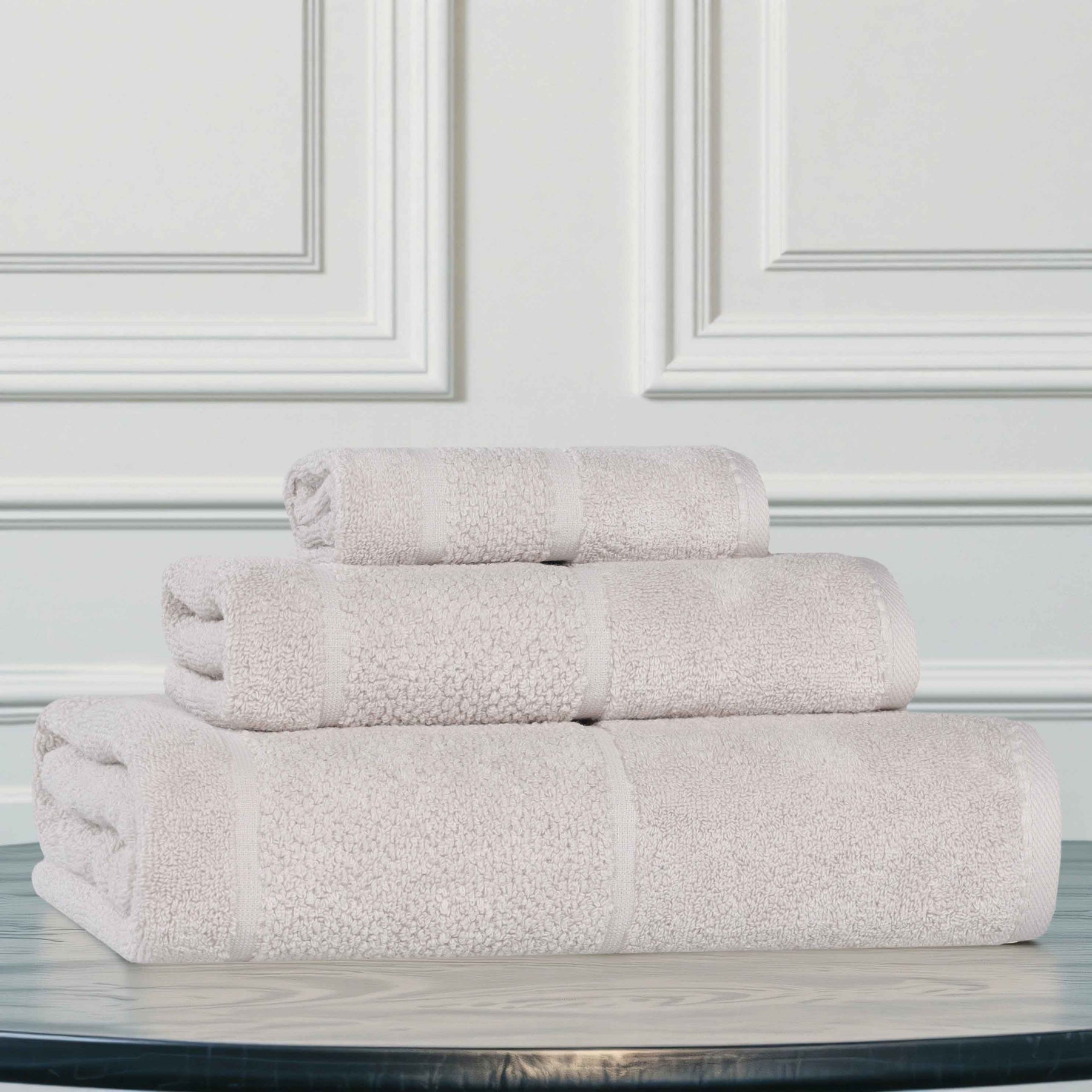 Mile Smart Twist Viscose Cotton Blend Solid 3 Piece Towel Set