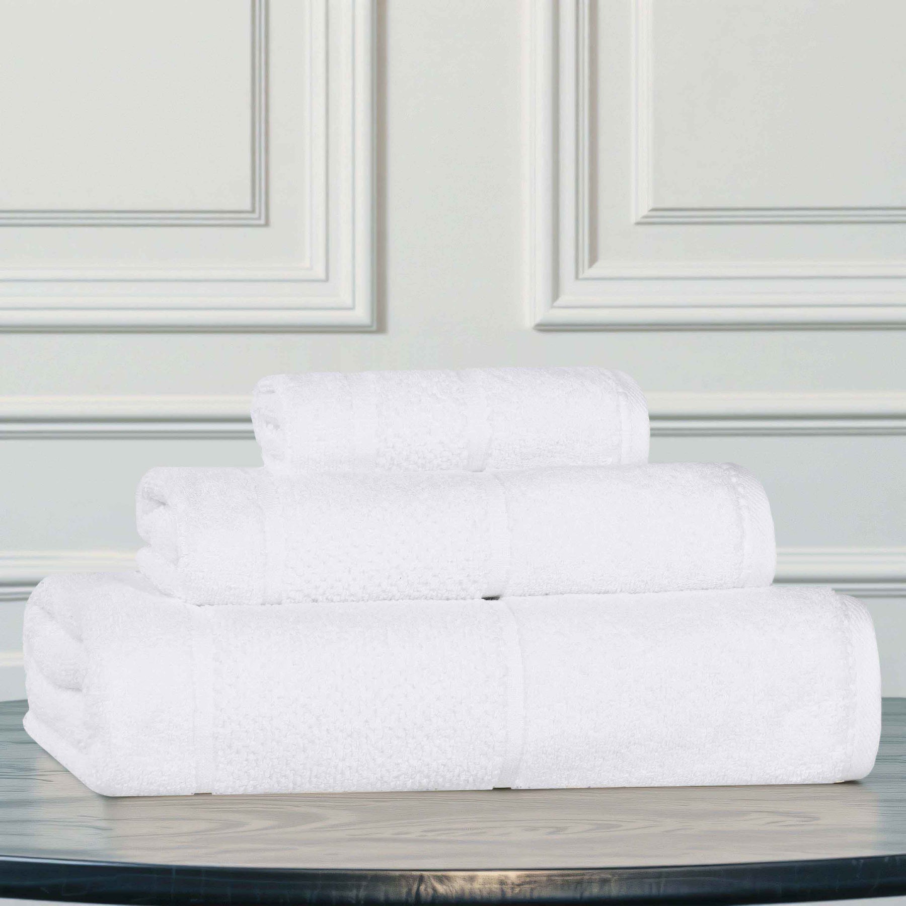 Mile Smart Twist Viscose Cotton Blend Solid 3 Piece Towel Set