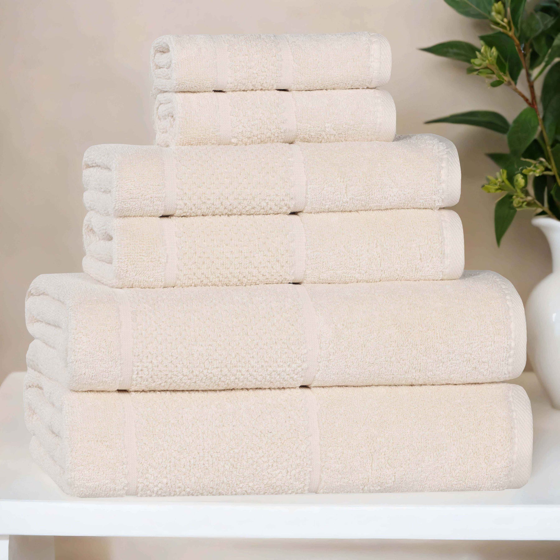 Mile Smart Twist Viscose Cotton Blend Solid 6 Piece Towel Set