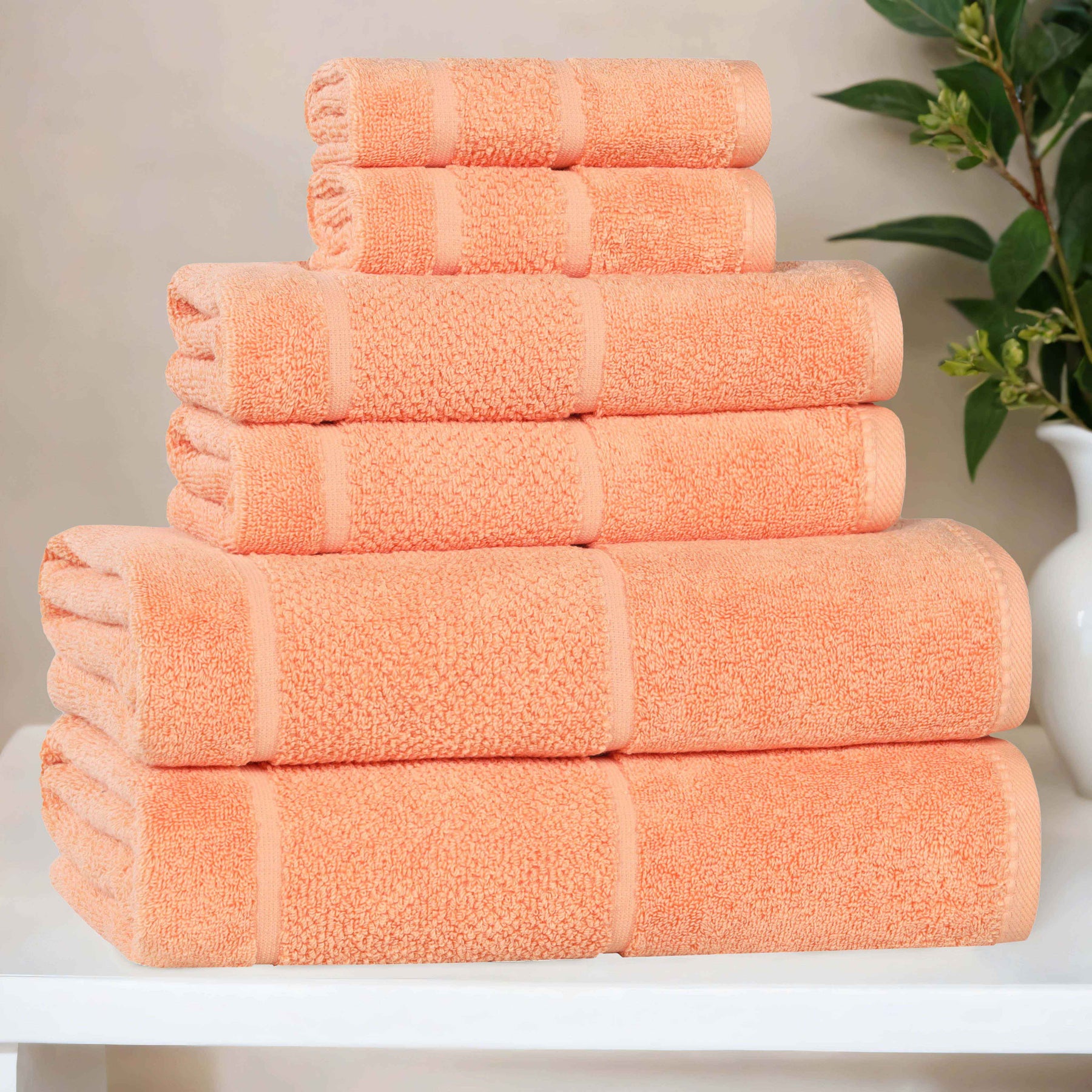 Mile Smart Twist Viscose Cotton Blend Solid 6 Piece Towel Set