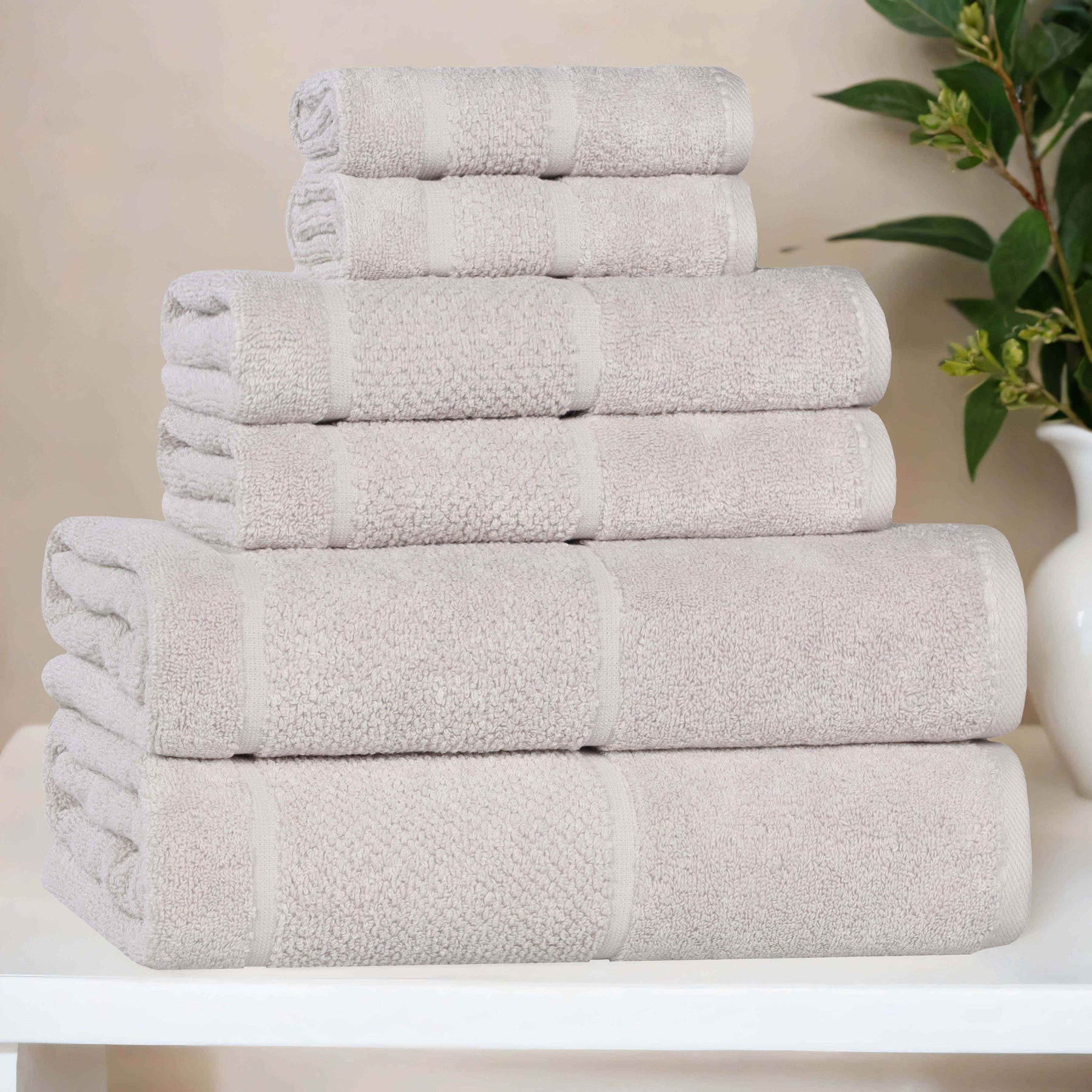 Mile Smart Twist Viscose Cotton Blend Solid 6 Piece Towel Set