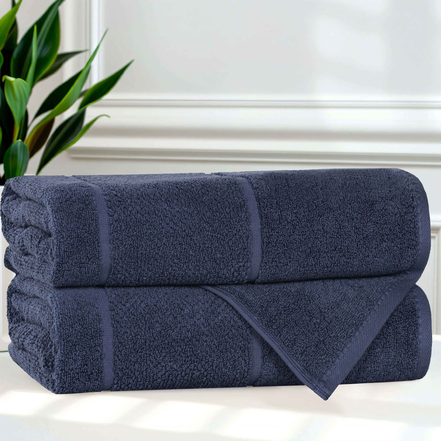 Mile Smart Twist Viscose Cotton Blend Solid Bath Towels, Set of 2