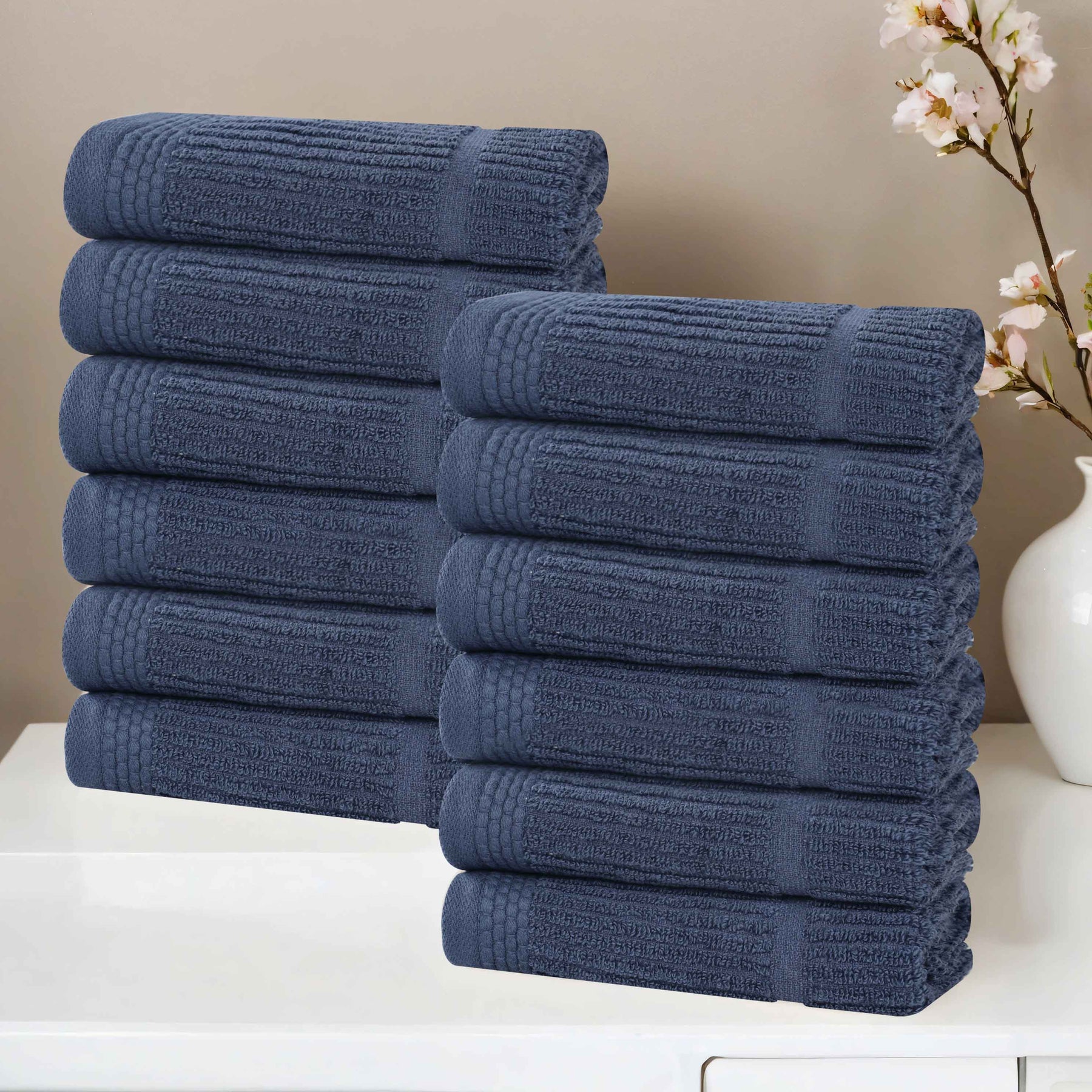 Milo Smart Twist Viscose Cotton Blend Face Towels Washcloths Set of 12