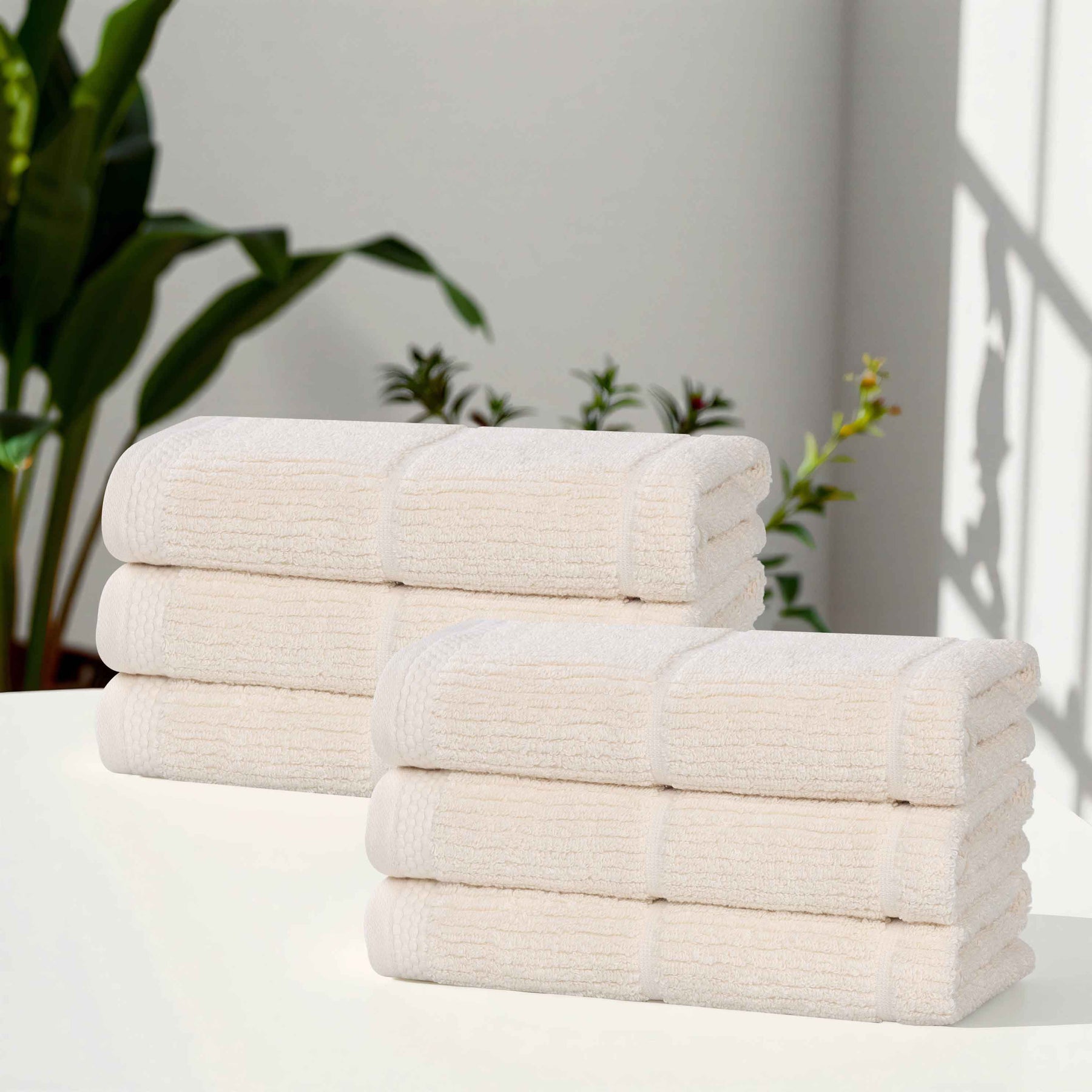 Milo Smart Twist Viscose Cotton Blend Solid Hand Towels, Set of 6