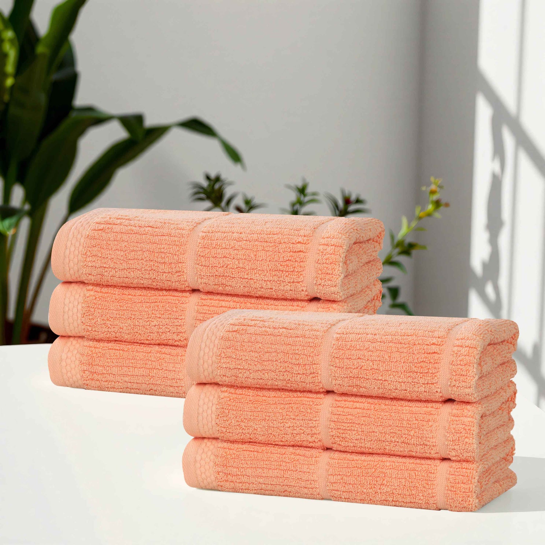 Milo Smart Twist Viscose Cotton Blend Solid Hand Towels, Set of 6