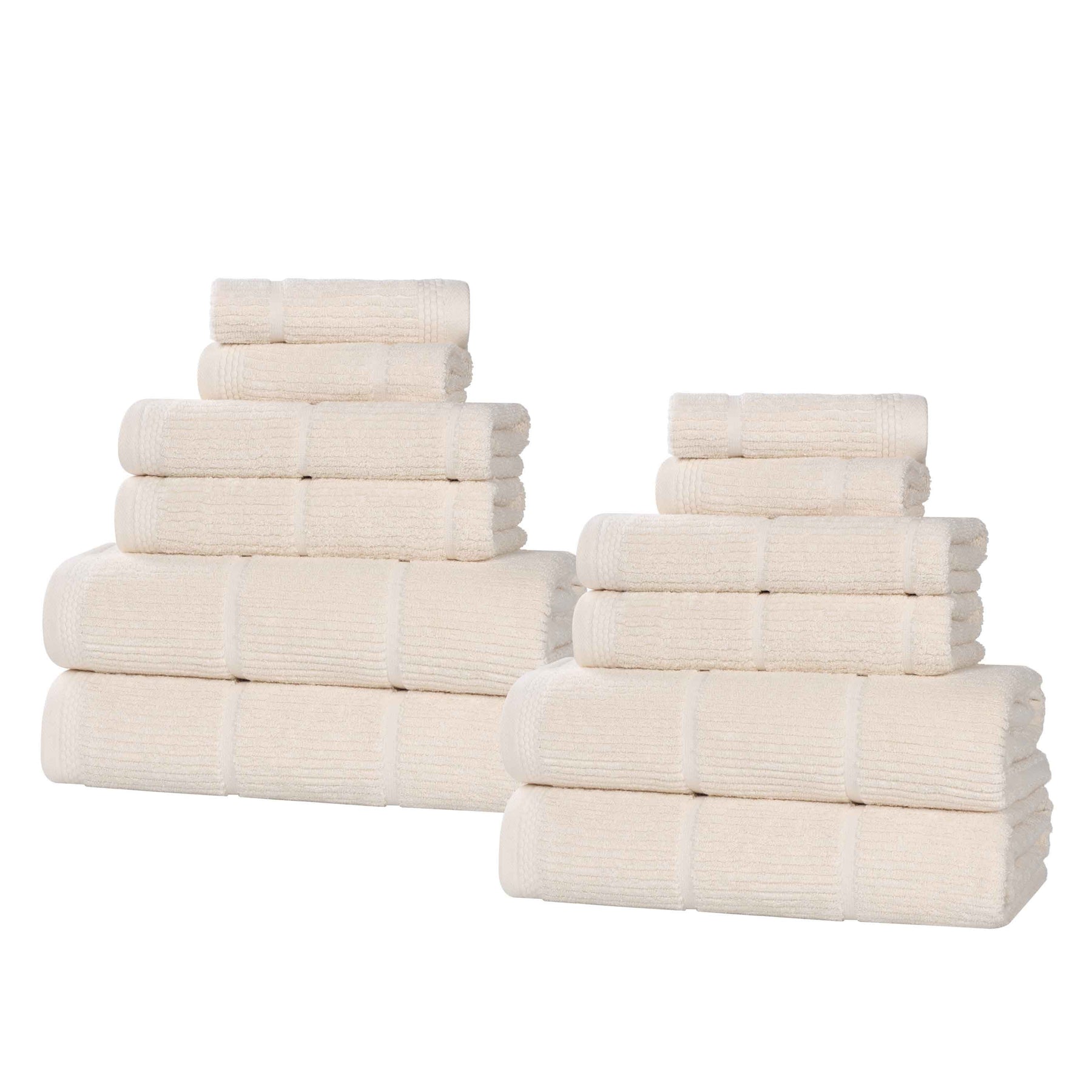 Milo Smart Twist Viscose Cotton Blend Solid Ribbed 12 Piece Towel Set
