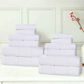Milo Smart Twist Viscose Cotton Blend Solid Ribbed 12 Piece Towel Set