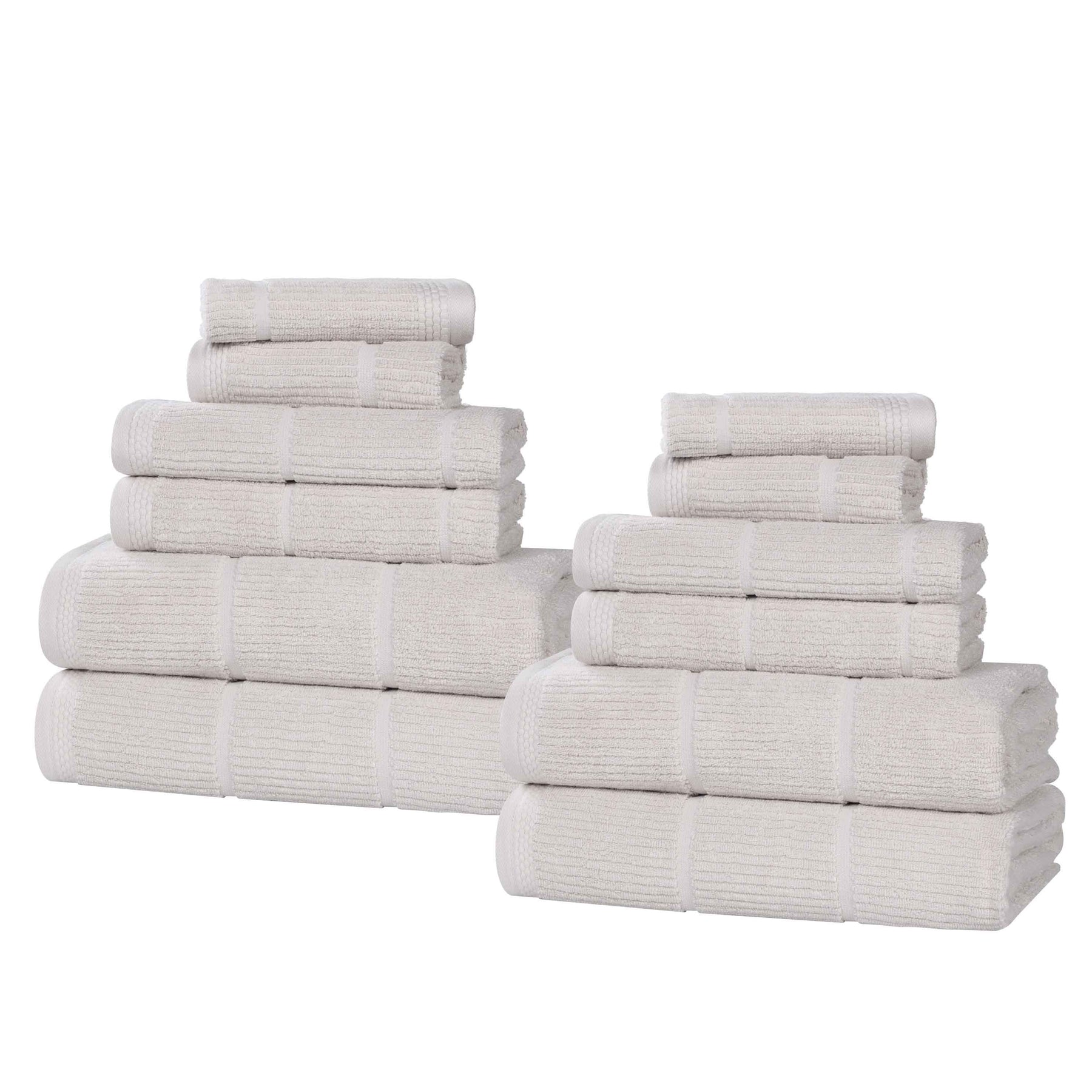 Milo Smart Twist Viscose Cotton Blend Solid Ribbed 12 Piece Towel Set