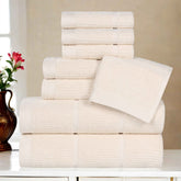 Milo Smart Twist Viscose Cotton Blend Solid Ribbed 8 Piece Towel Set