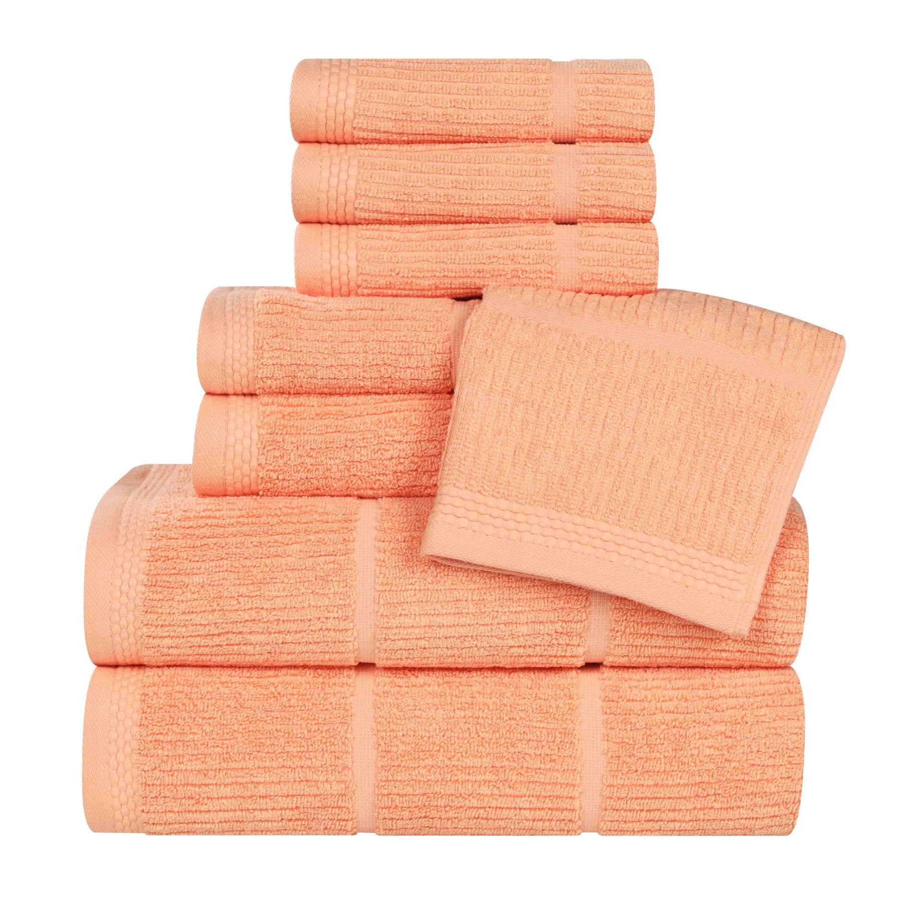 Milo Smart Twist Viscose Cotton Blend Solid Ribbed 8 Piece Towel Set