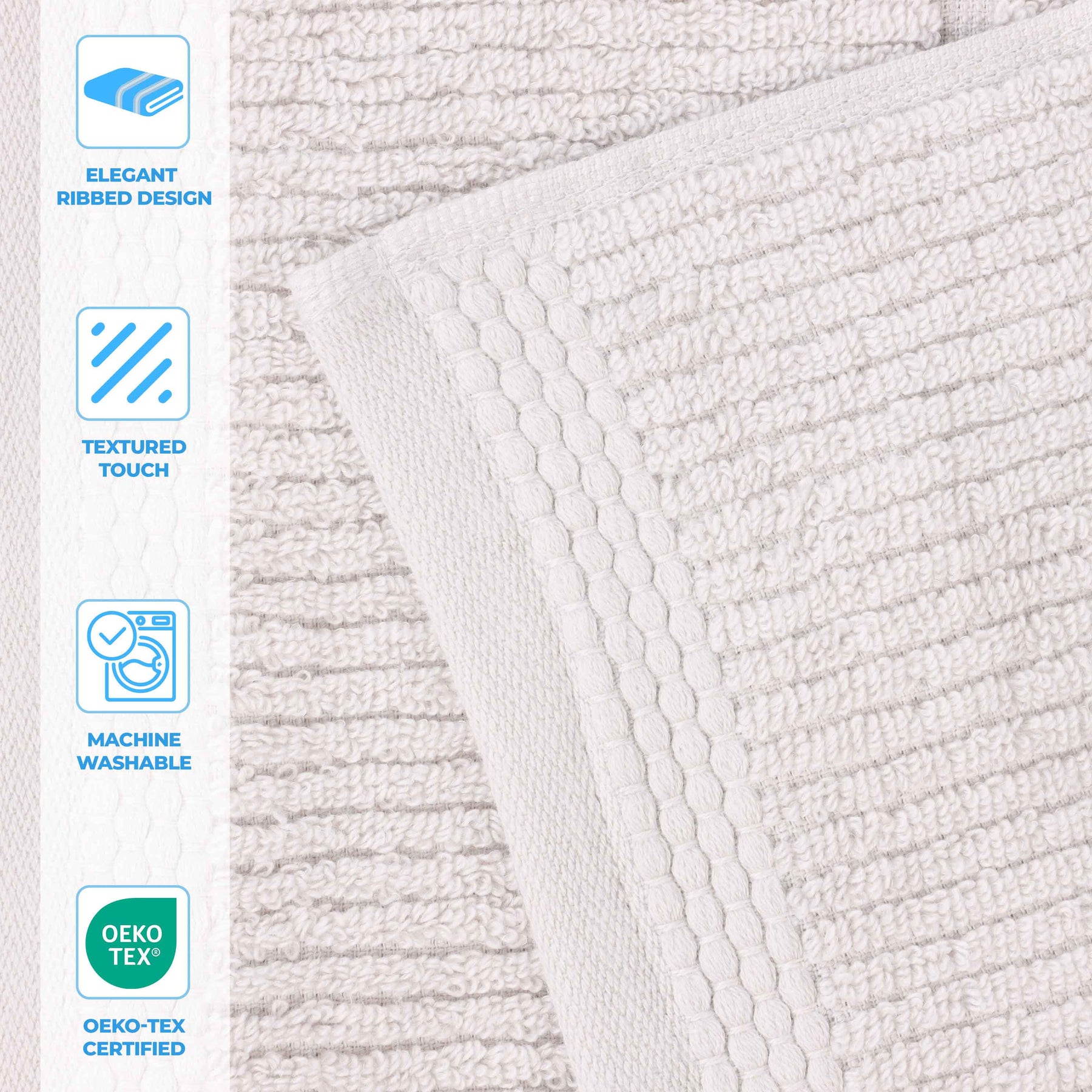 Milo Smart Twist Viscose Cotton Blend Solid Ribbed 8 Piece Towel Set