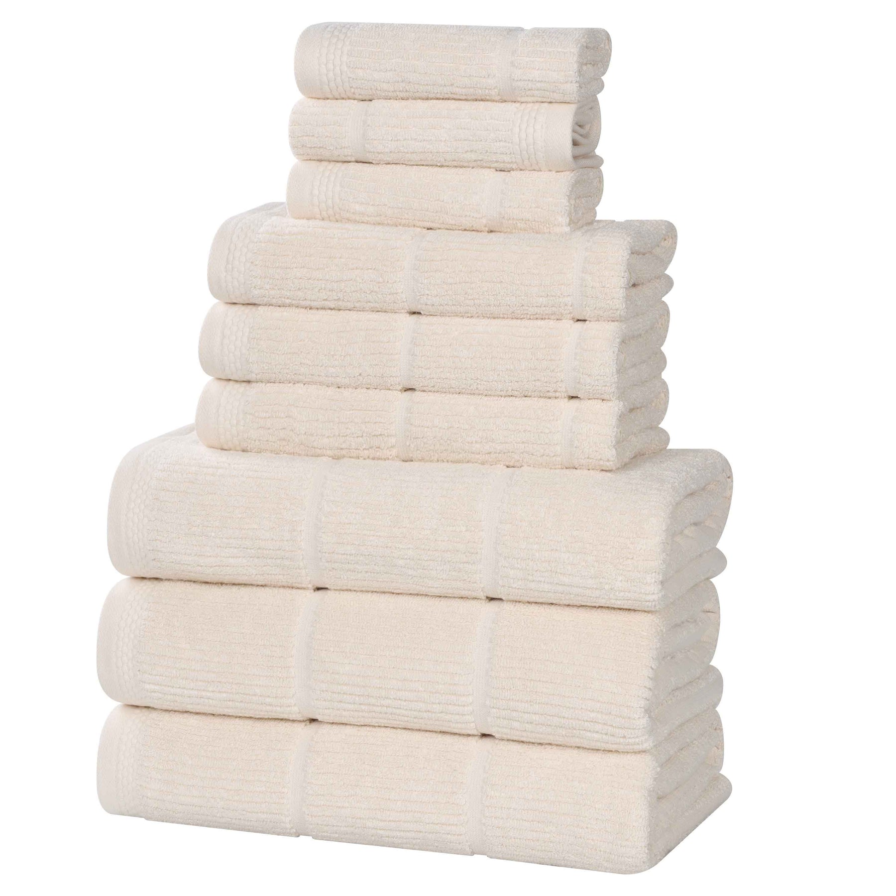 Milo Smart Twist Viscose Cotton Blend Solid Ribbed 9 Piece Towel Set