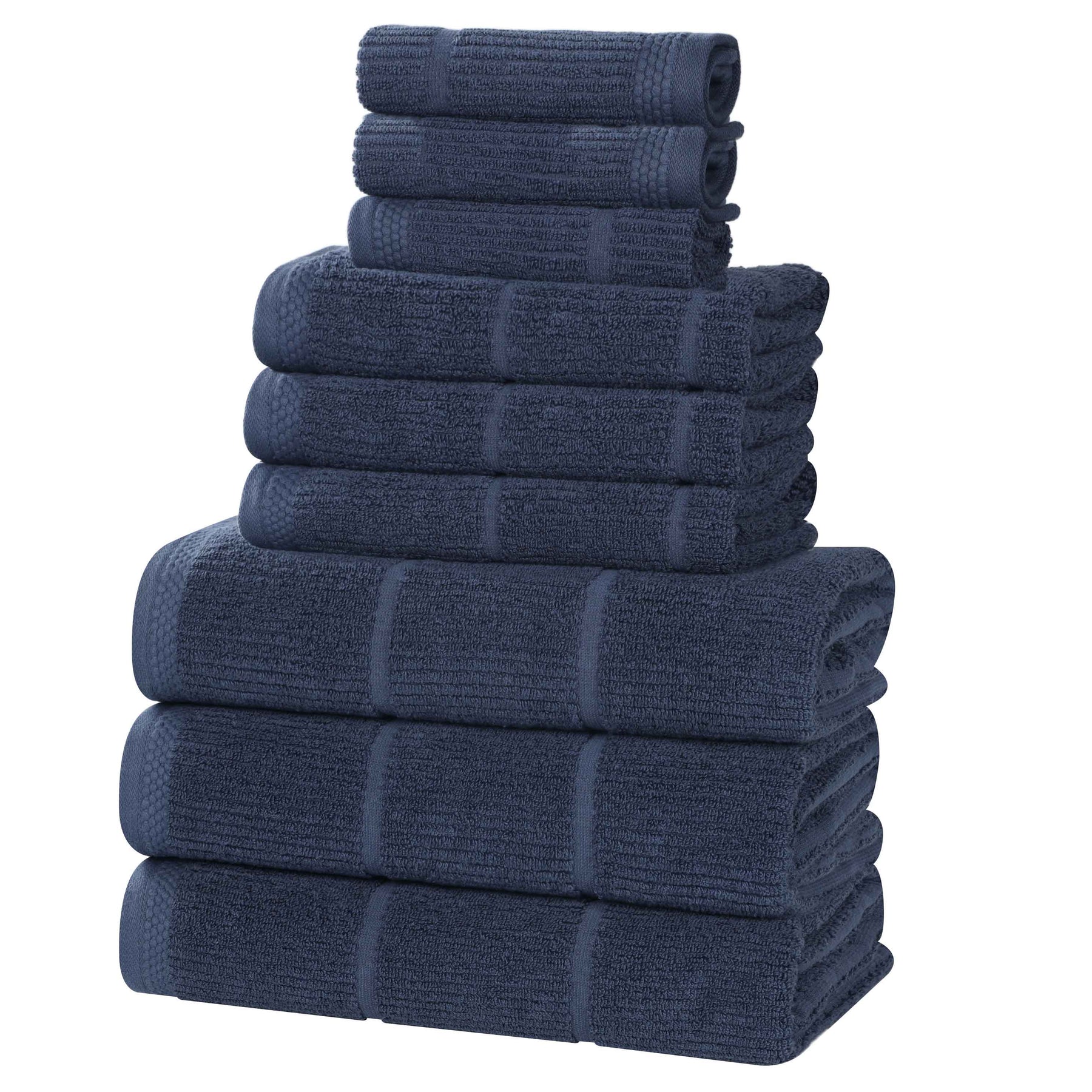 Milo Smart Twist Viscose Cotton Blend Solid Ribbed 9 Piece Towel Set