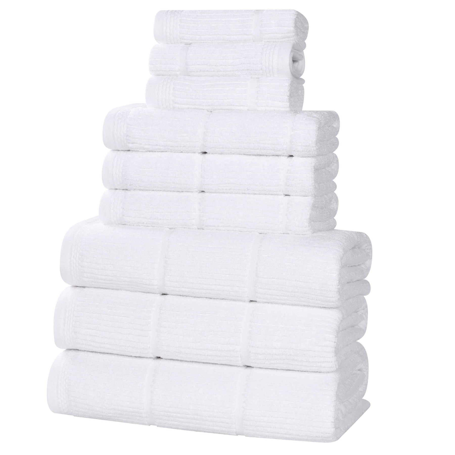 Milo Smart Twist Viscose Cotton Blend Solid Ribbed 9 Piece Towel Set