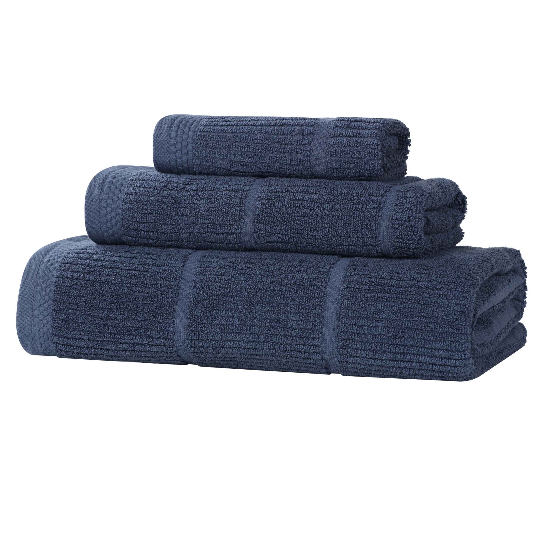 Milo Smart Twist Viscose Cotton Blend Solid Ribbed 3 Piece Towel Set