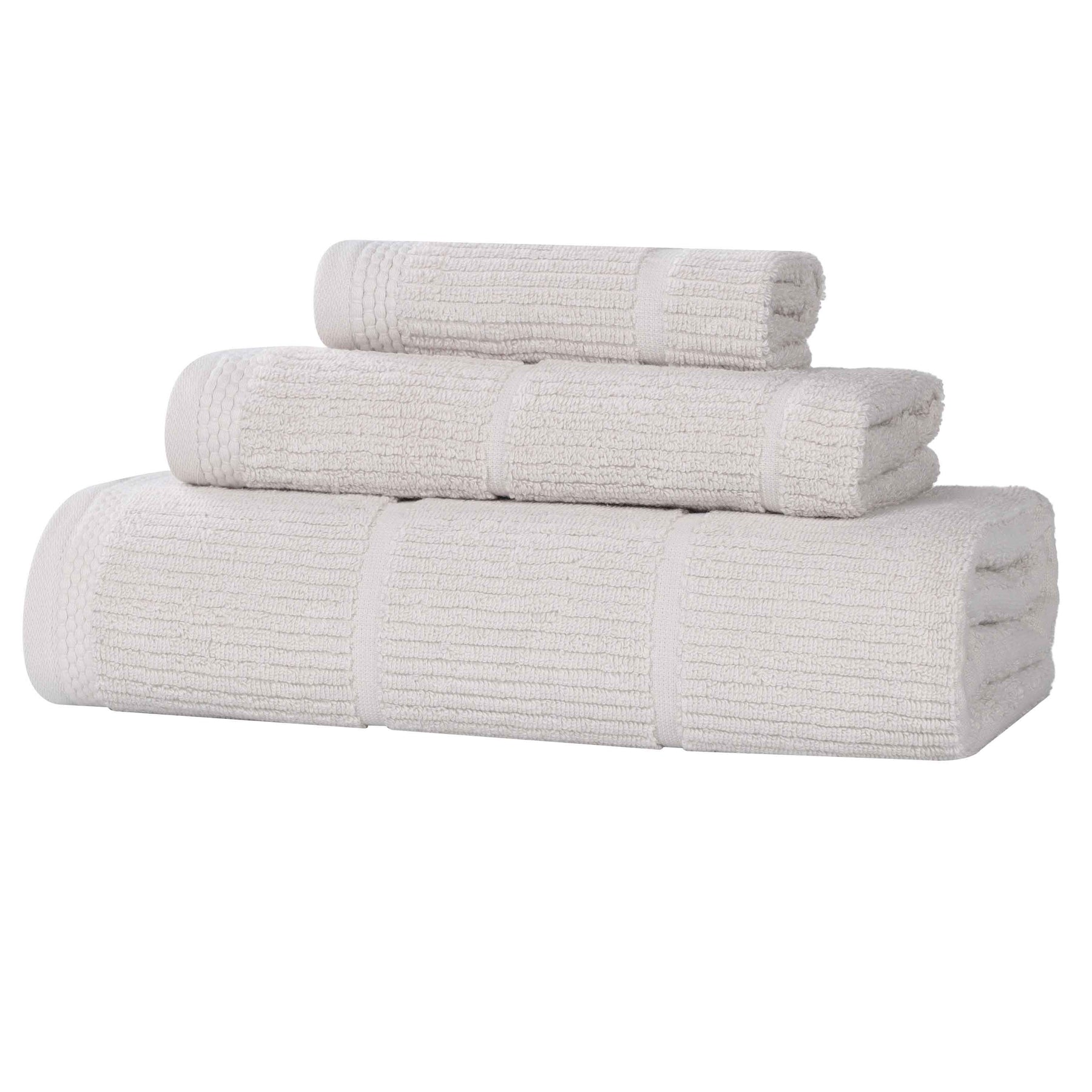 Milo Smart Twist Viscose Cotton Blend Solid Ribbed 3 Piece Towel Set