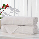 Viscose Cotton Blend Ribbed Bath Towel Set of 2