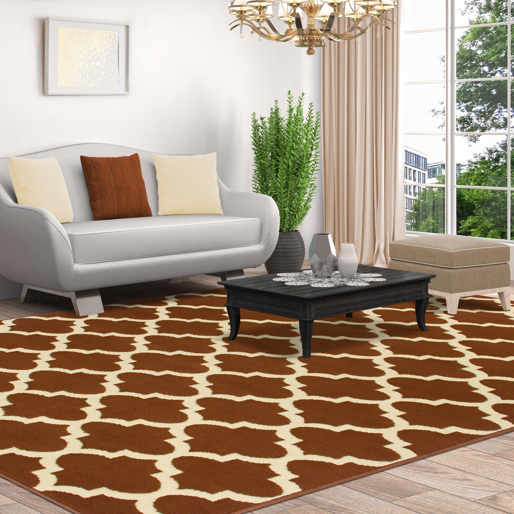 Modern Quatrefoil Geometric Lattice Indoor Area Rug