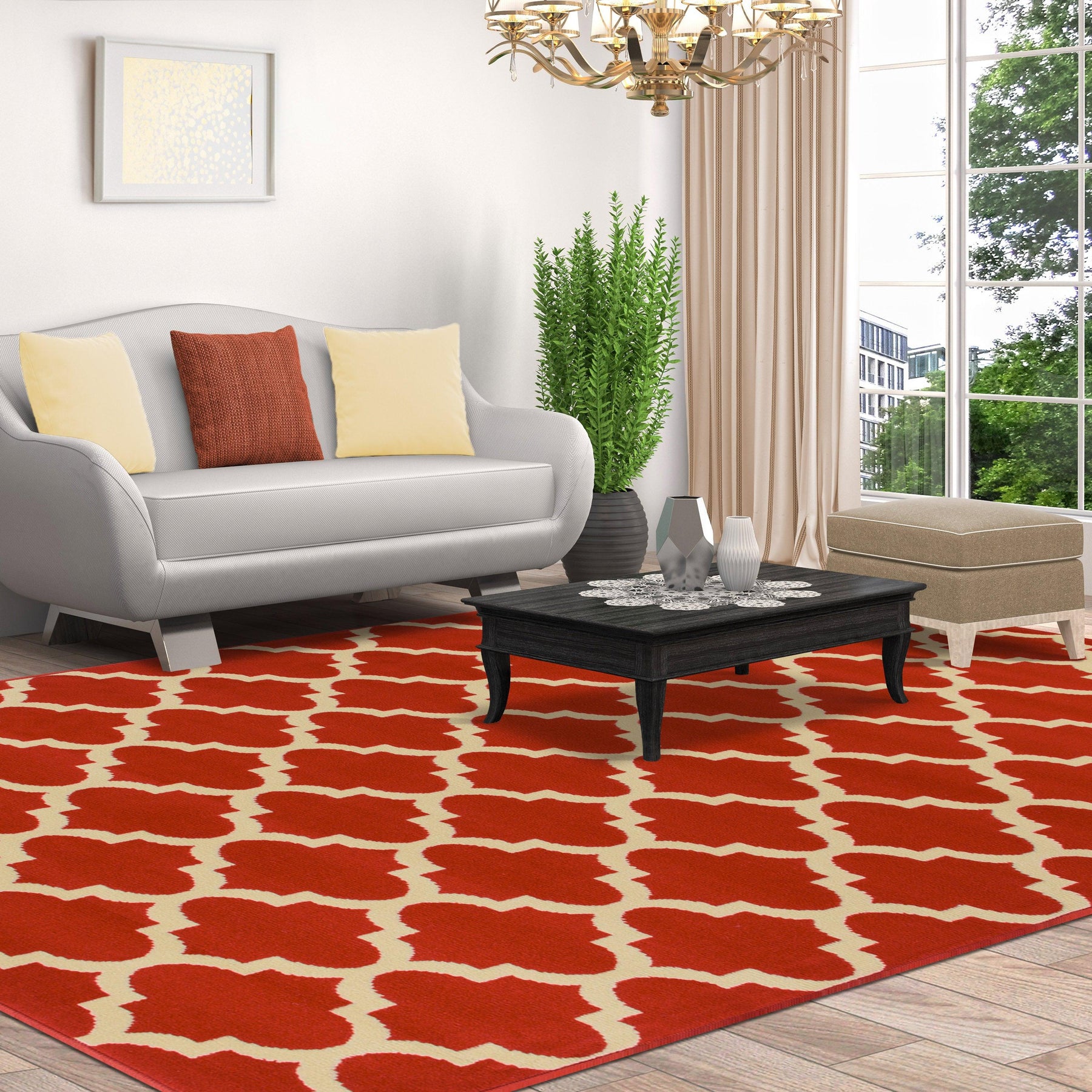 Modern Quatrefoil Geometric Lattice Indoor Area Rug