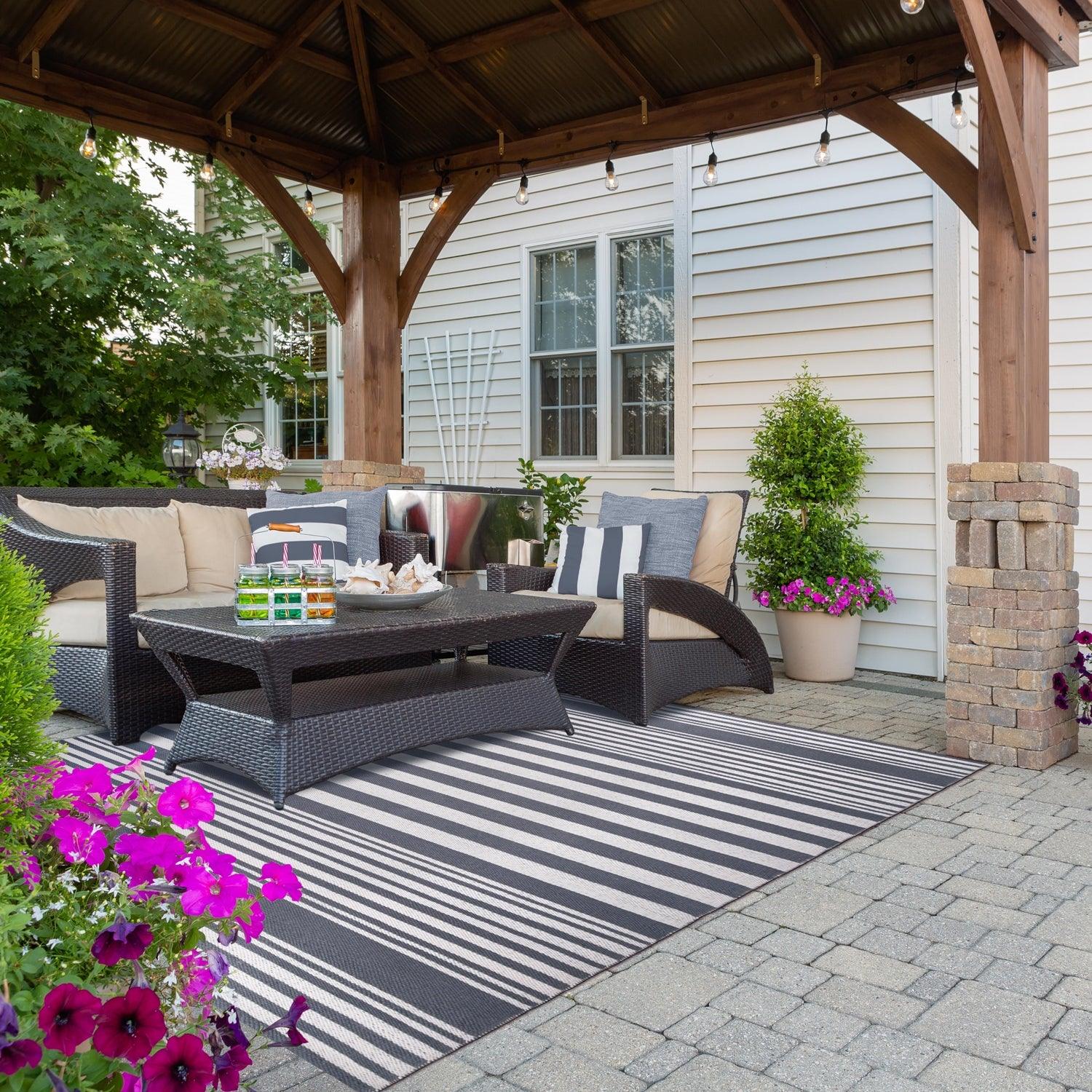 Modern Stripes Large Indoor Outdoor Pattern Area Rug