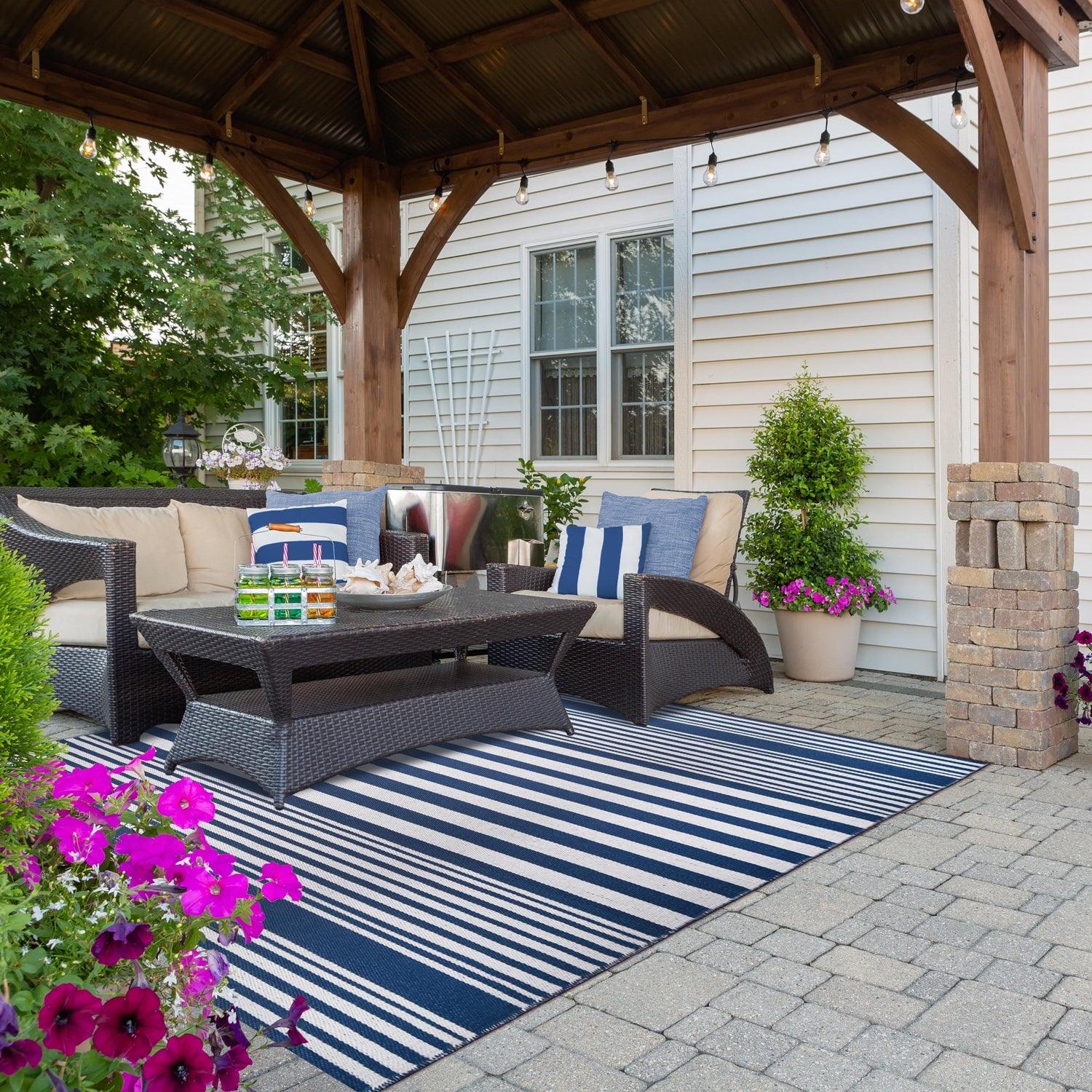 Modern Stripes Large Indoor Outdoor Pattern Area Rug