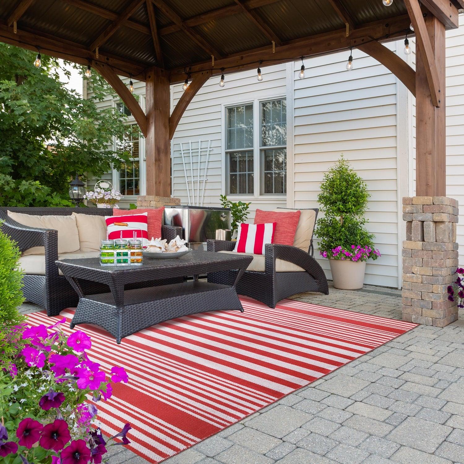 Modern Stripes Large Indoor Outdoor Pattern Area Rug