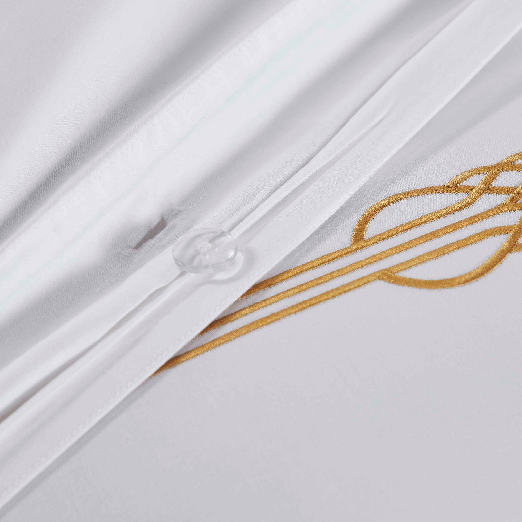 Moonlawn Cotton Gold Embroidered 3 Piece Duvet Cover Set