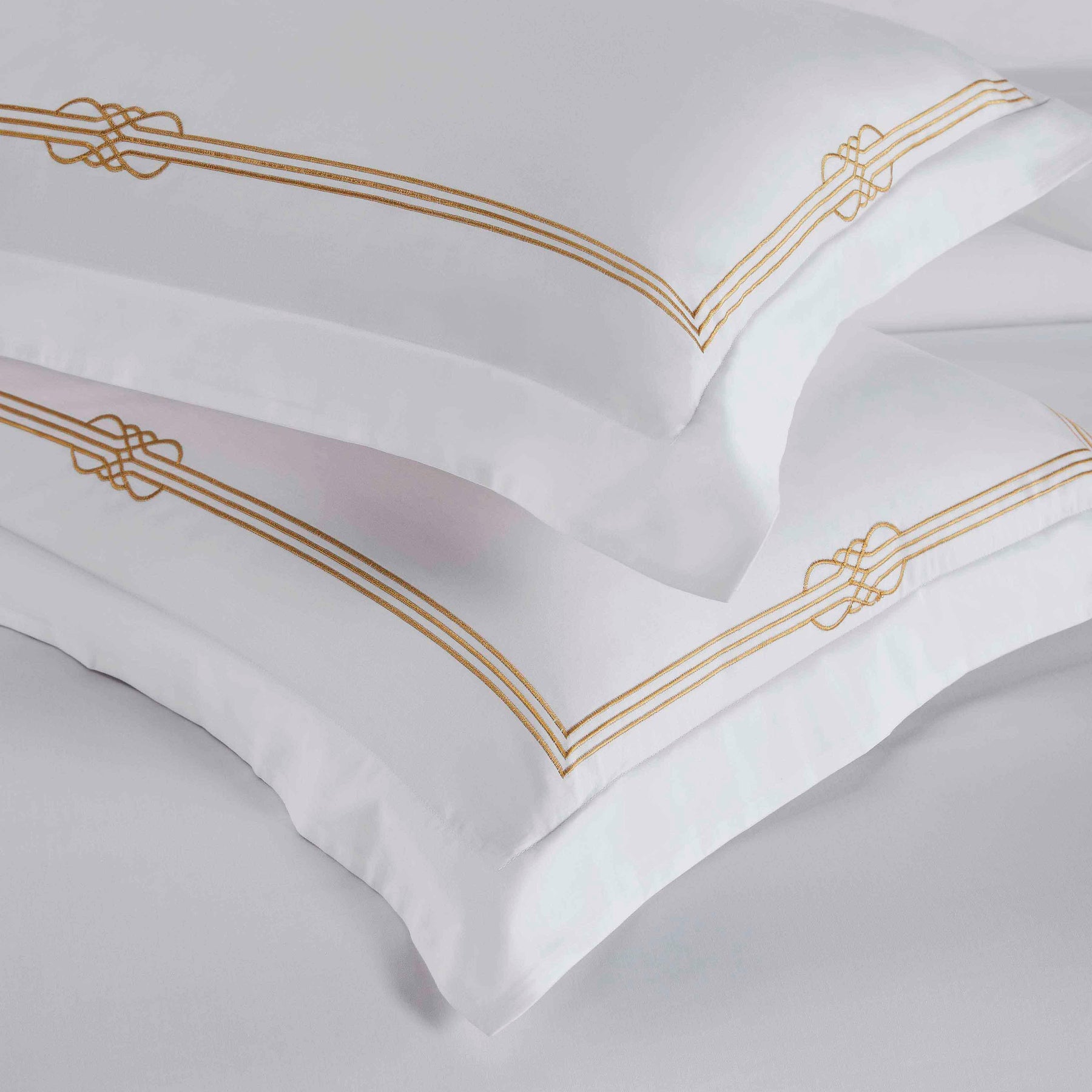 Moonlawn Cotton Gold Embroidered 3 Piece Duvet Cover Set