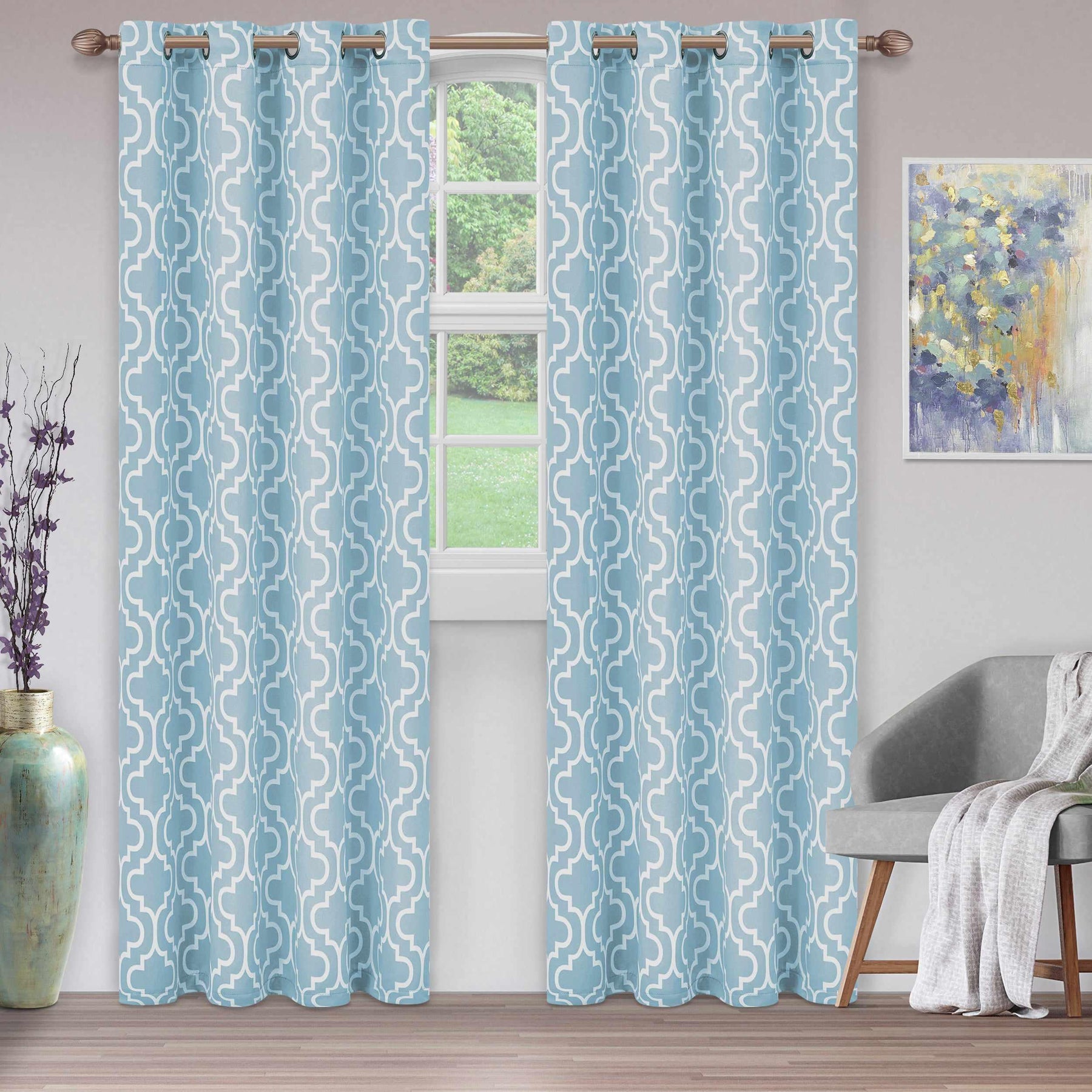 Moroccan Trellis Grommet 2-Piece Blackout Curtain Panel Set