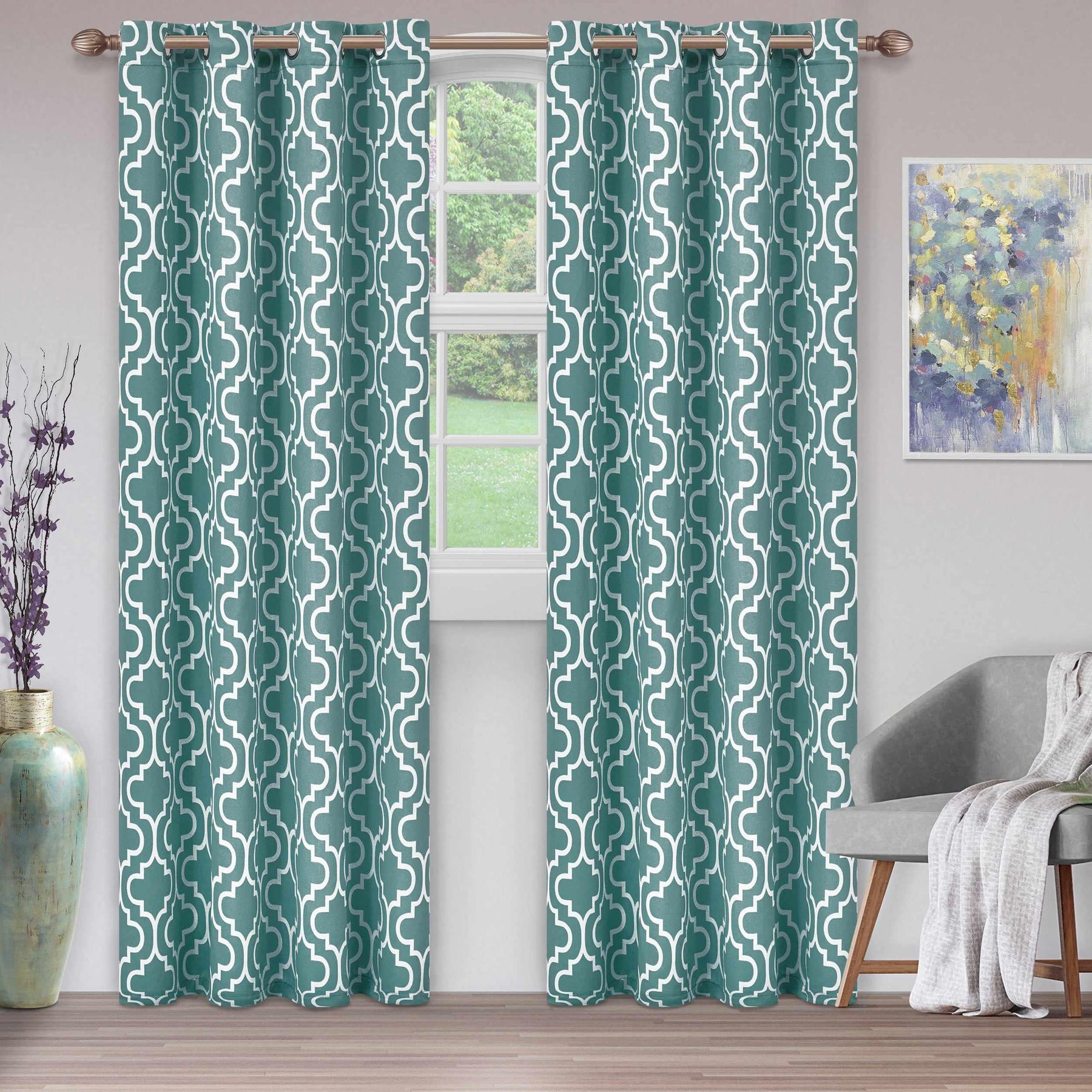 Moroccan Trellis Grommet 2-Piece Blackout Curtain Panel Set