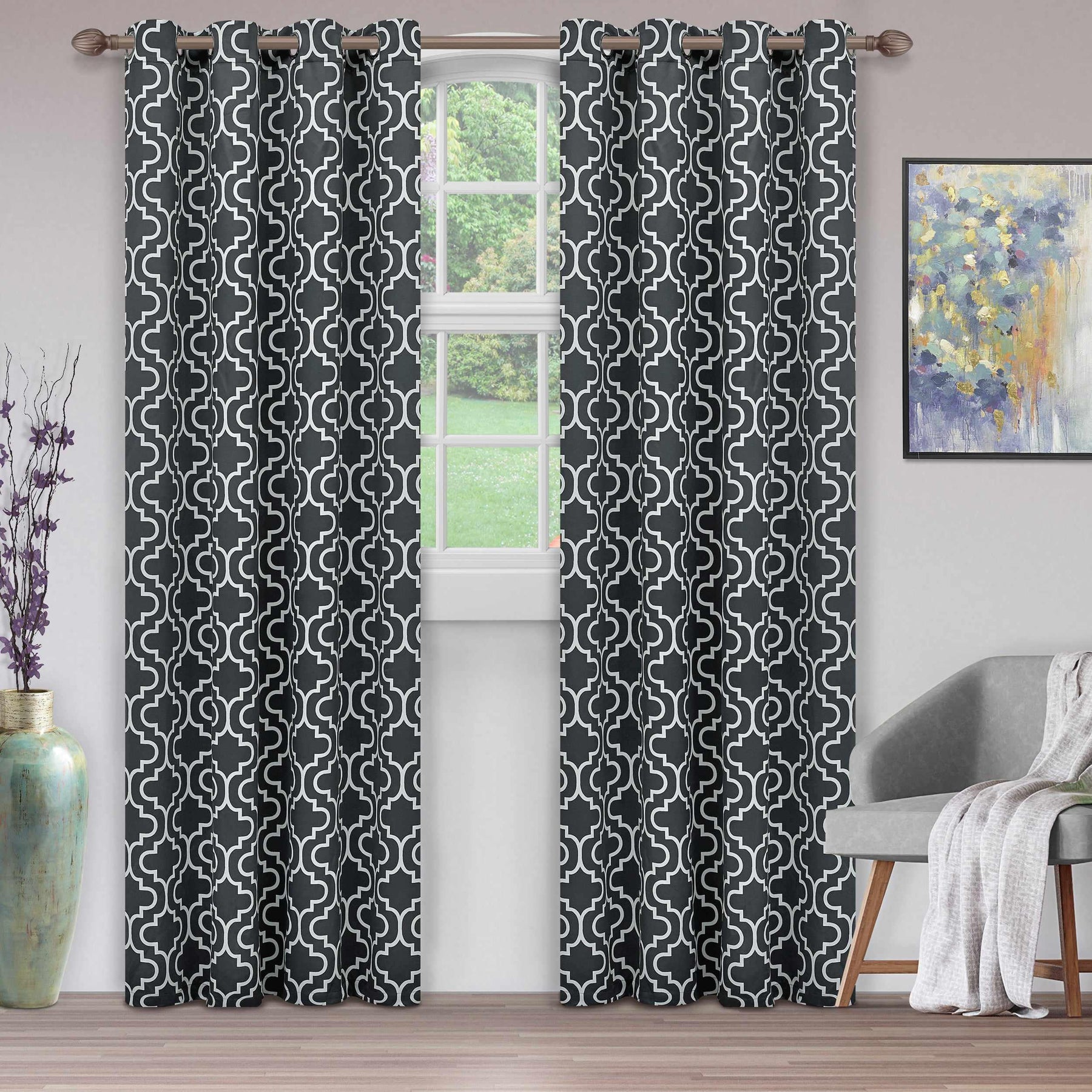 Moroccan Trellis Grommet 2-Piece Blackout Curtain Panel Set