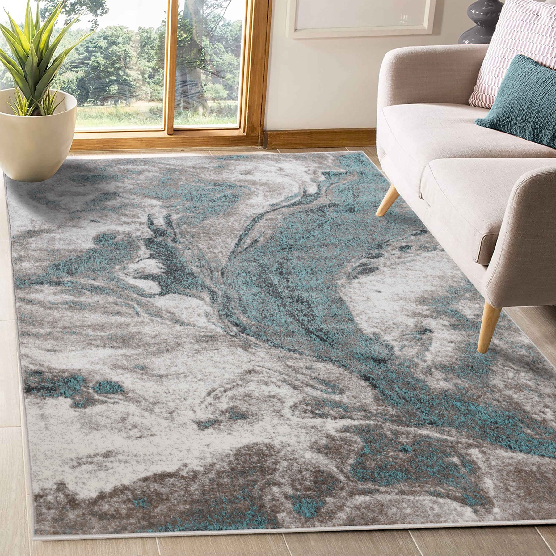 Morwenna Abstract Modern Indoor Area Rugs Or Runner Rug
