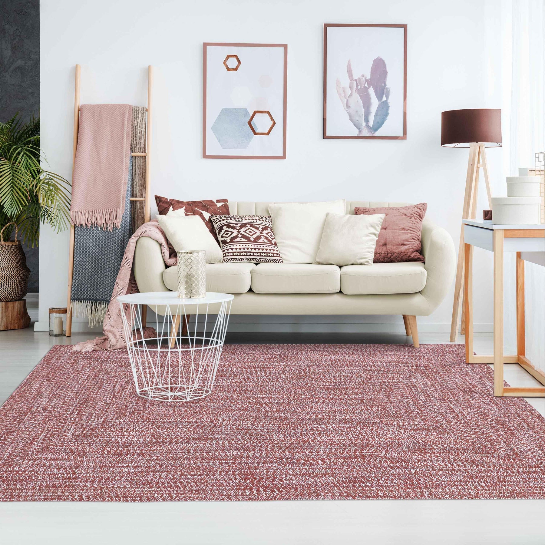 Multi Toned Braided Area Rug Bohemian Indoor Outdoor Rugs
